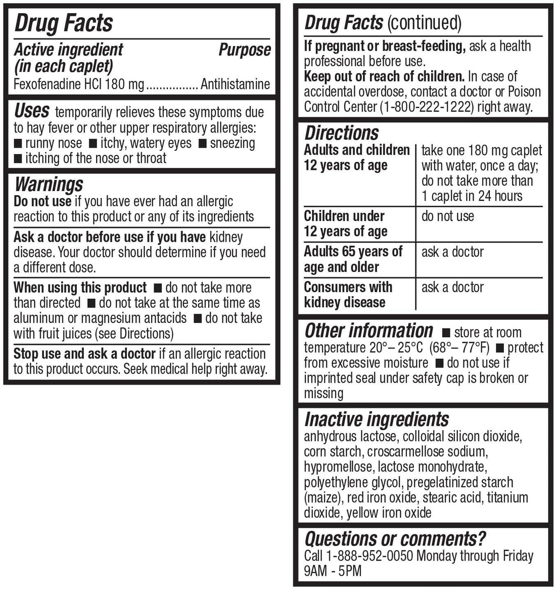 HealthA2Z Fexofenadine Hydrochloride 180mg, Antihistamine for Allergy Relief, Non-Drowsy, 24-Hour Antihistamine for Allergy Relief (120 Count (Pack of 1))