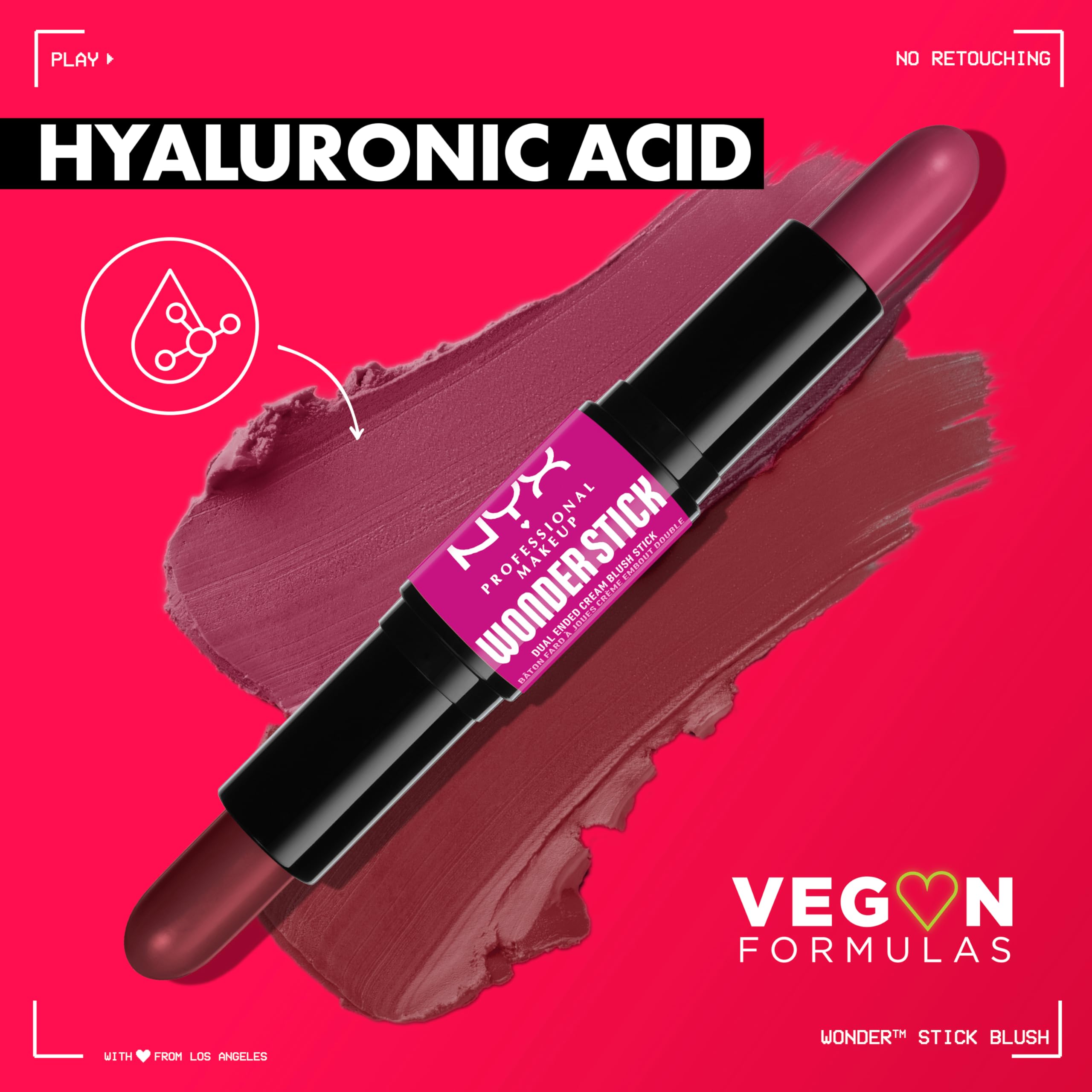 NYX PROFESSIONAL MAKEUP Wonder Stick Blush with Hydrating Hyaluronic Acid, Dual-Ended Cream Blush Stick - Coral & Deep Peach