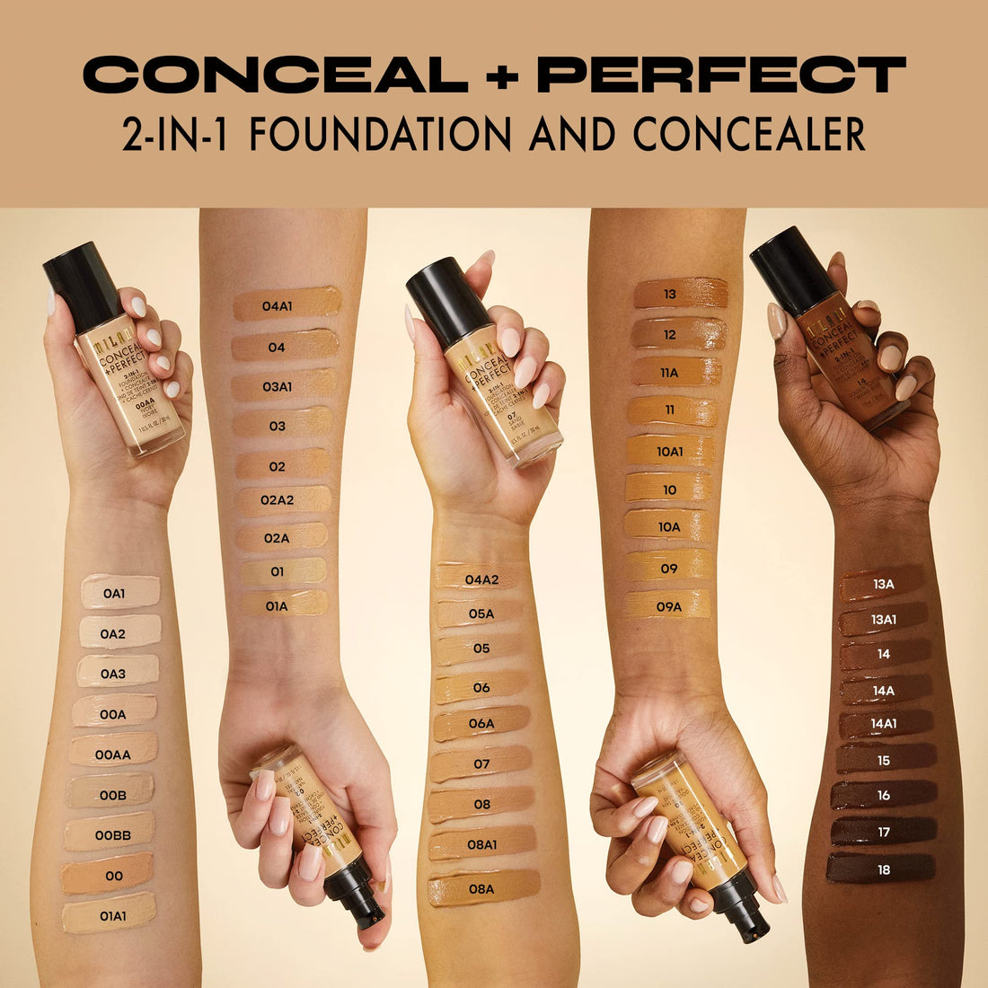 Milani Conceal + Perfect Liquid Foundation - Nude Ivory, 1 Fl. Oz.