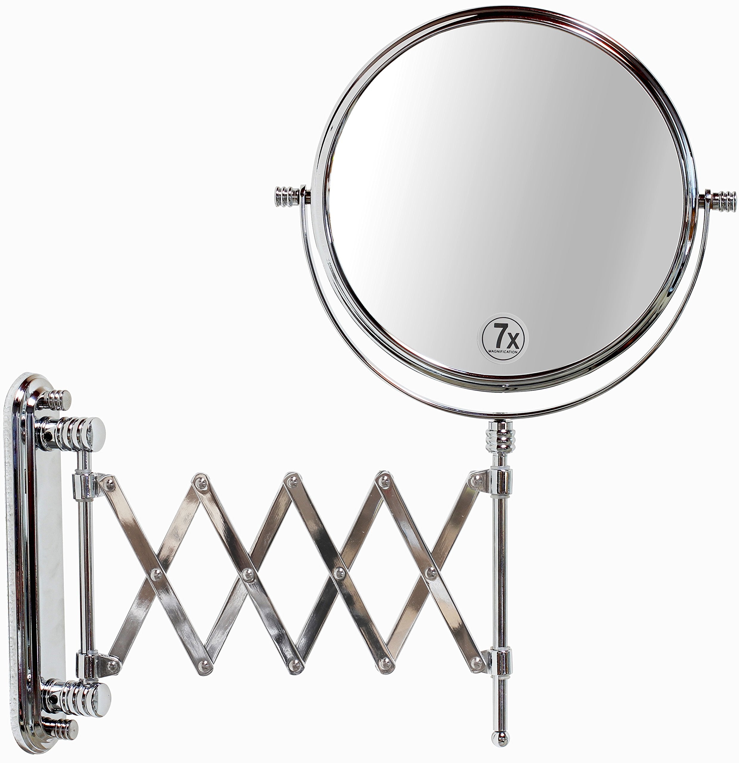 Deco Bros 8 Inch Two Sided Extension Wall Mount Mirror With 7x Magnification, 13.5 Inch Extension, Chrome