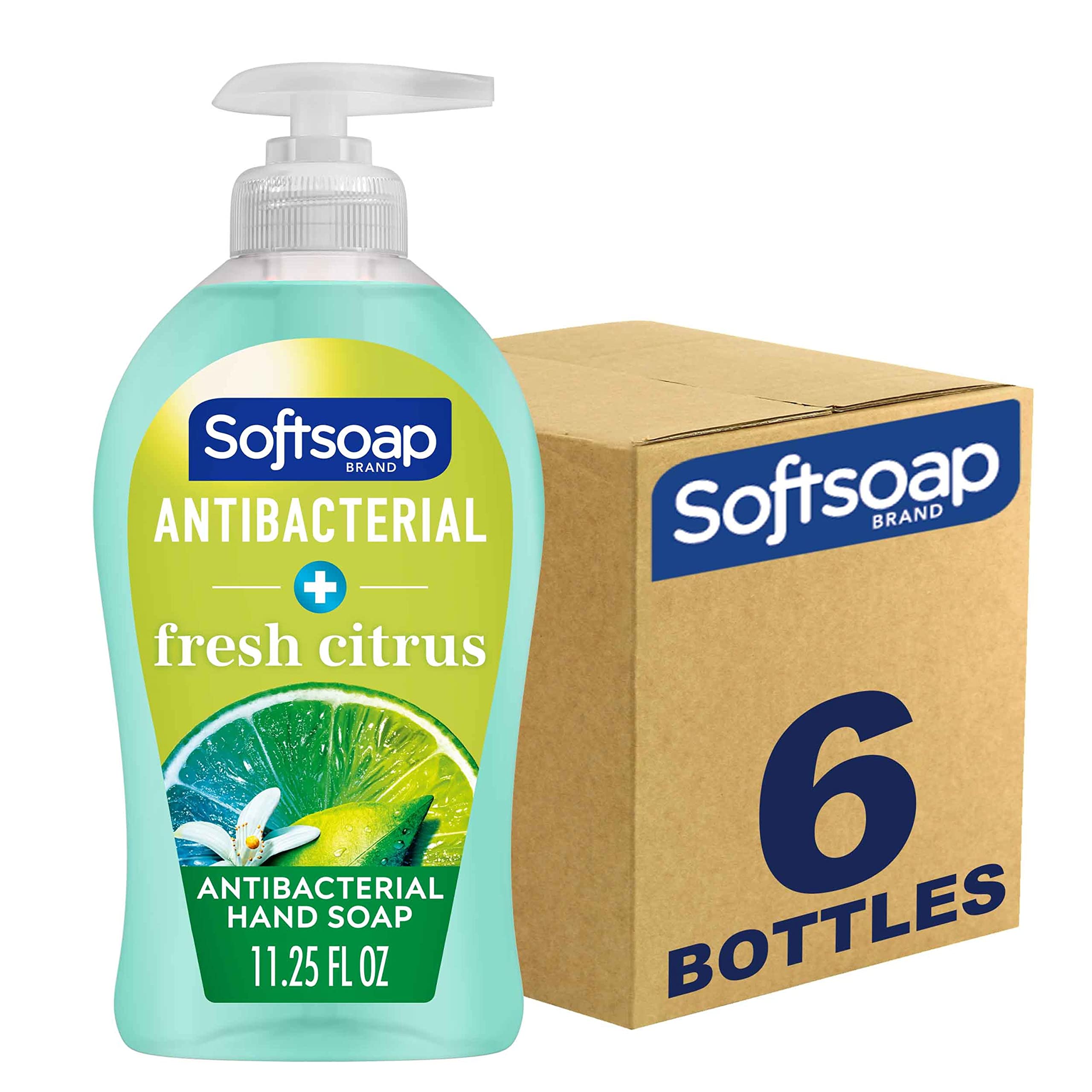 Softsoap 44572 Antibacterial Hand Soap, Fresh Citrus, 11 1/4 Oz Pump Bottle, 6/Carton