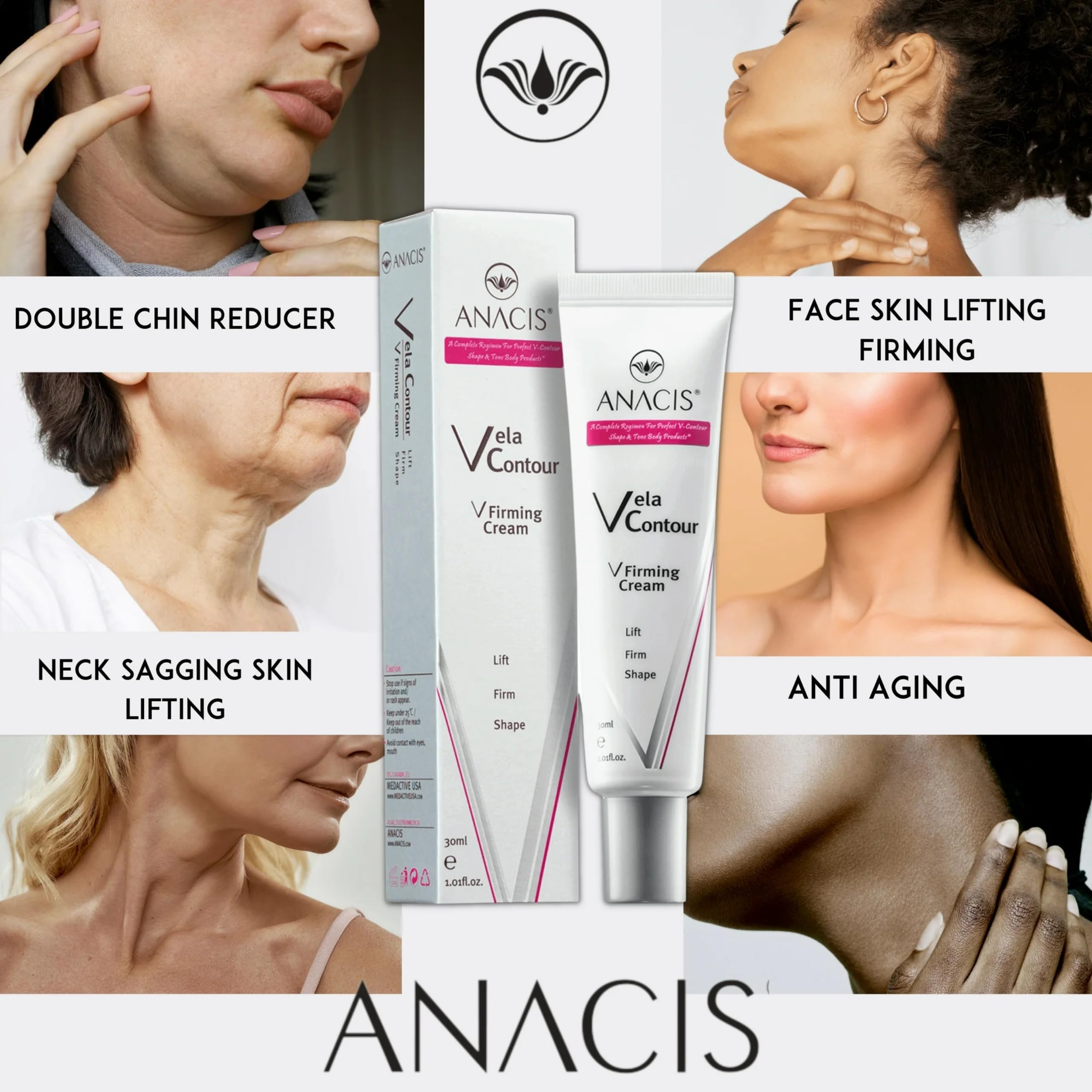 Anacis Advanced Neck Cream - Neck Chin & Jawline Sculpting - Fine Lines - Neck Wrinkles - Sagging Skin - Anti Aging Cream for Women and Men 30 ml