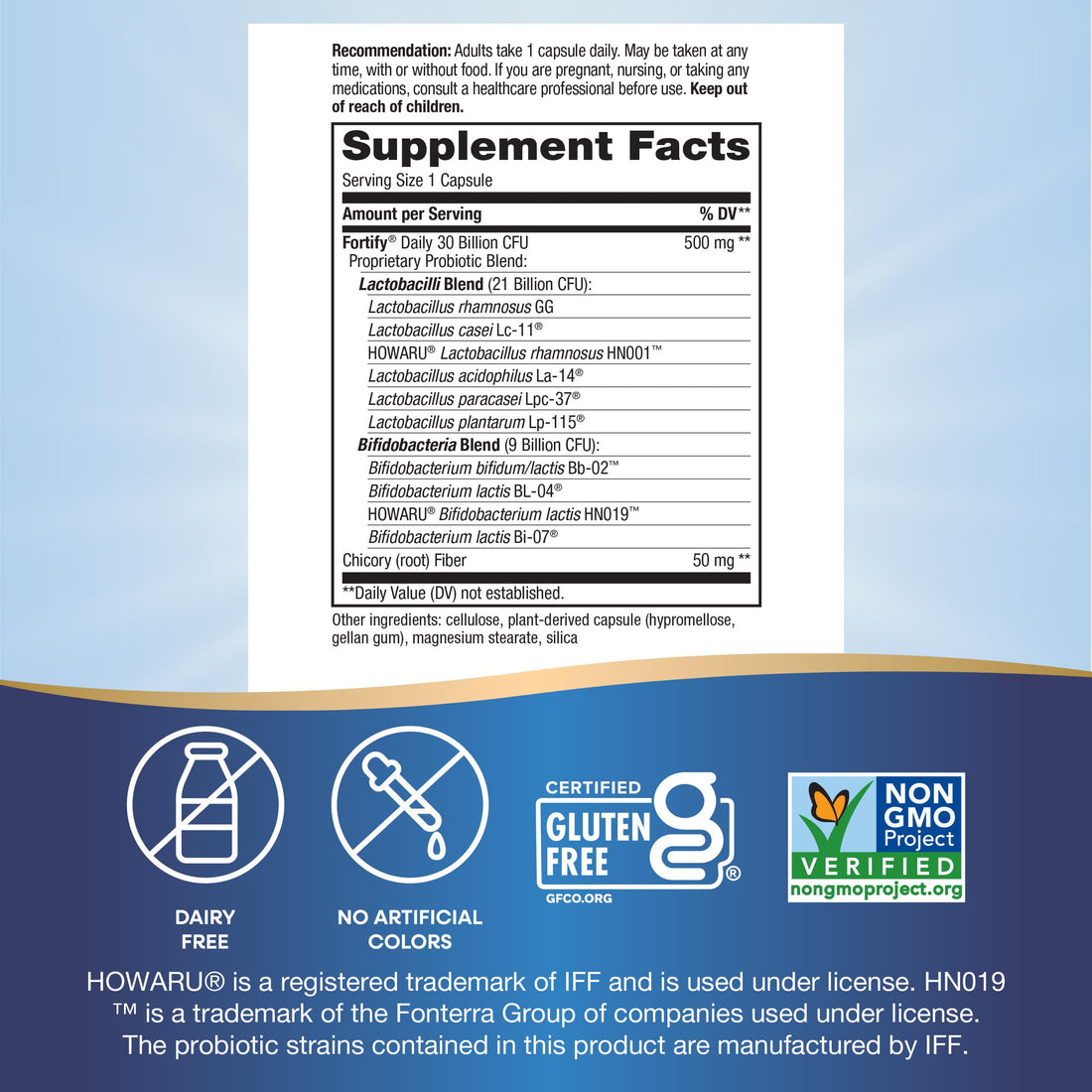 Nature's Way Fortify Daily Probiotic With Prebiotic for Men and Women, Probiotics for Immune and Digestive Health Support*, 30 Billion Live Cultures, 30 Capsules