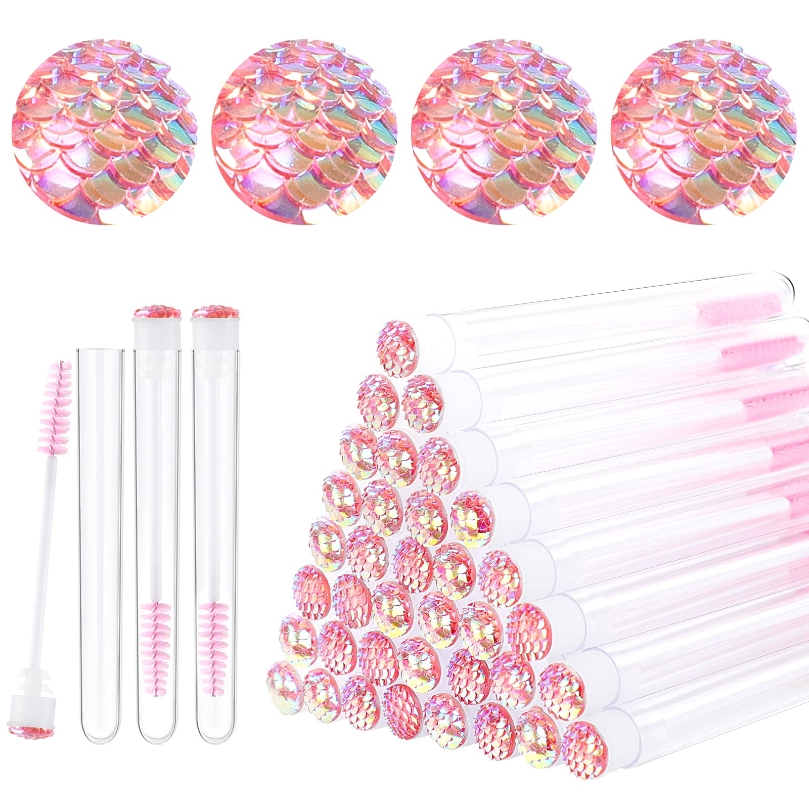 Dming 20pcs Eyelash brush Lash Wand Makeup tool Eyelash Extension supplies Cleaning brush Diamond Mascara scale l pink