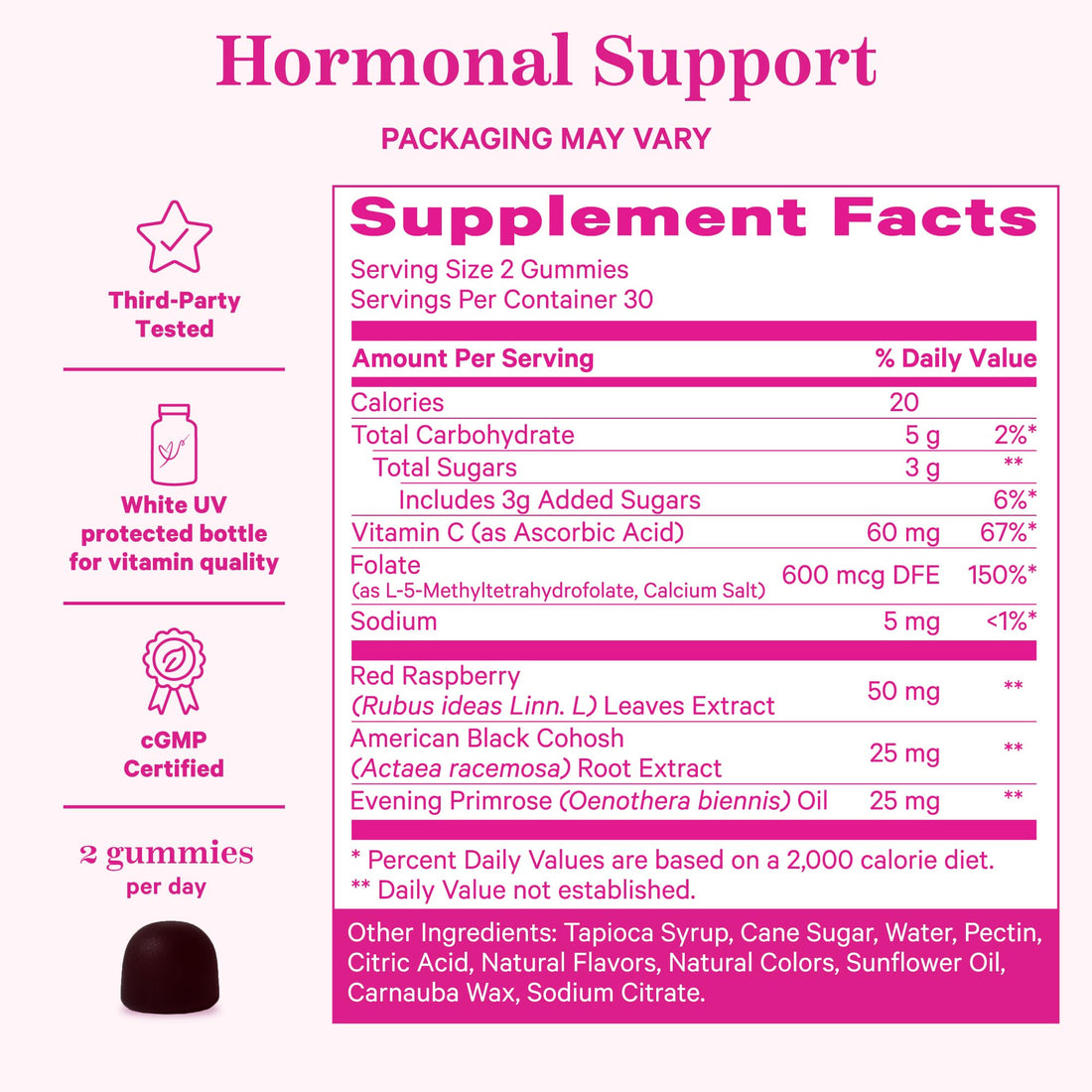 Pink Stork Hormone Balance Gummies for Women - Hormone Harmony for Mood, Energy, Bloating - Hormonal PMS, Perimenopause & Menopause Support - Red Raspberry Leaf & Black Cohosh - 60 Gummy Supplements