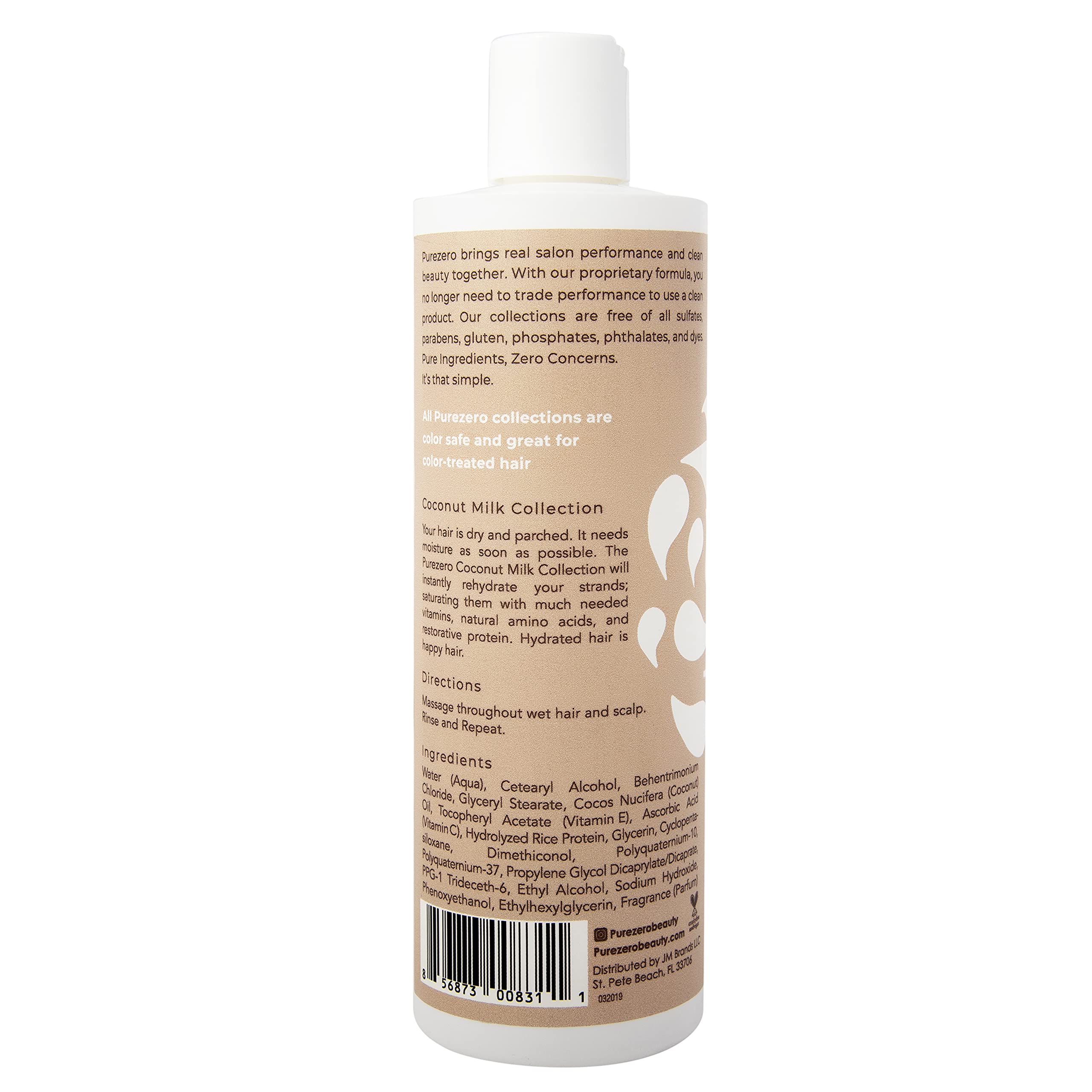 Purezero Coconut Milk Moisturizing Conditioner - 12 Fl Ounces - Intense Hydration & Increase Shine - Fight Dandruff & Frizz - Zero Sulfates, Parabens, Dyes - 100% Vegan & Cruelty Free
