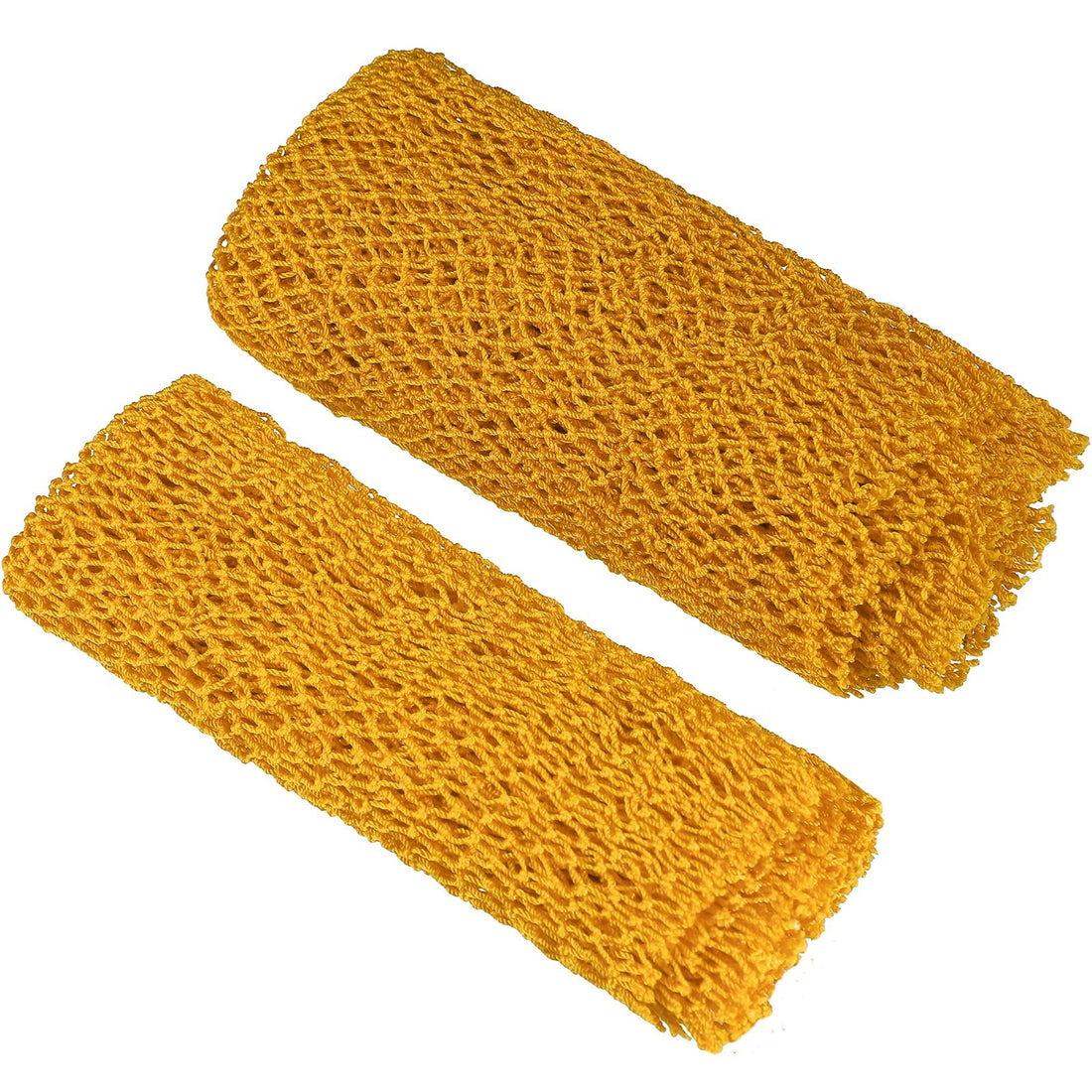 2 Pieces African Net Bath Sponge African Exfoliating Long Body Scrubber Tight Weave Beauty Skin Smoother Tower Bath Cloth Porous Stretches Back Washcloths for Daily Use or Stocking Stuffer (Yellow)