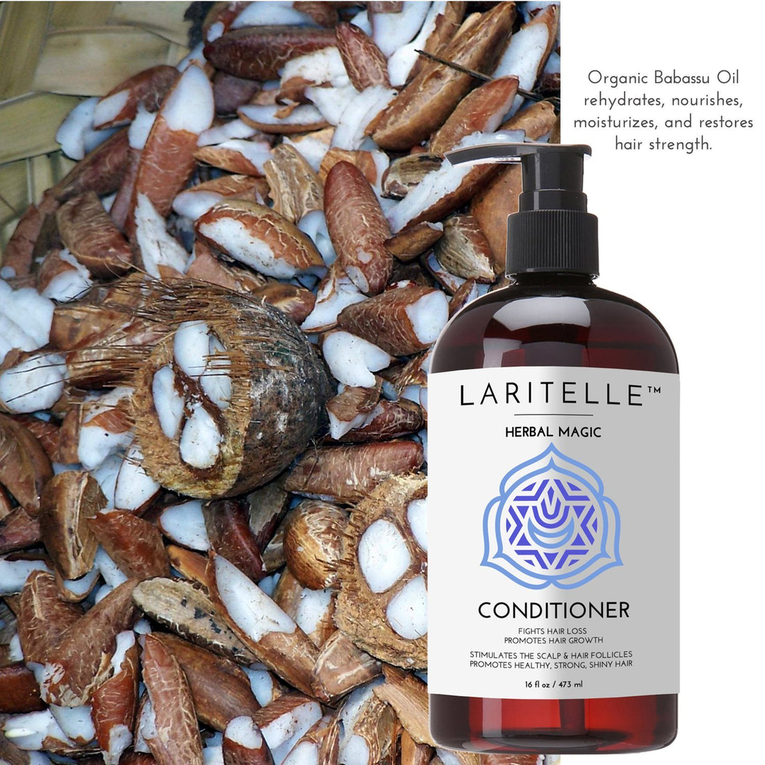 Laritelle Organic Unscented Hypoallergenic Conditioner 16 oz. Rosemary & Saw Palmetto. NO SLS/GMO/Paraben. GF