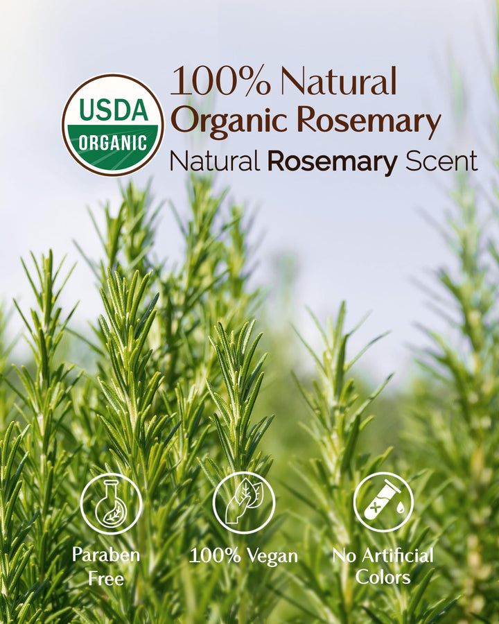 YANIBEST Organic Rosemary Essential Oil, Castor Oil, 100% Pure Natural Hair Oil for Strengthening Hair, Nourish and Repair Damaged Hair, Improve Scalp Health