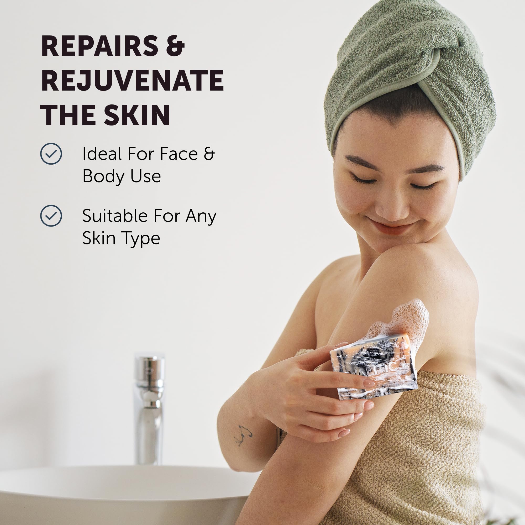 VALITIC Charcoal Kojic Acid Turmeric Black Soap Bar Dark Spot Remover for Body or Face Wash - 2 Pack and African Net Sponge