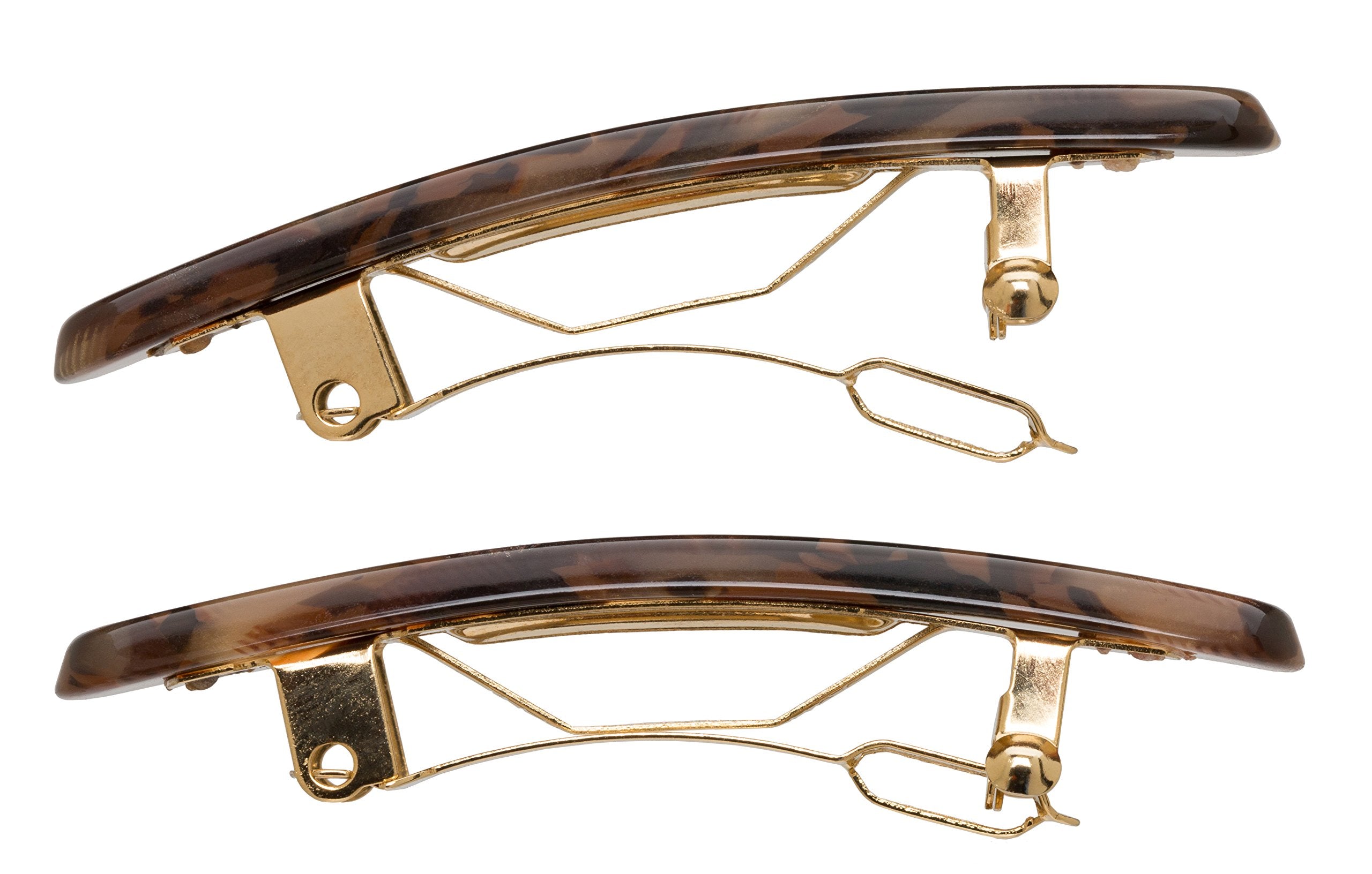 France Luxe Mini Rectangle Barrette Pair - Pavlova Brown