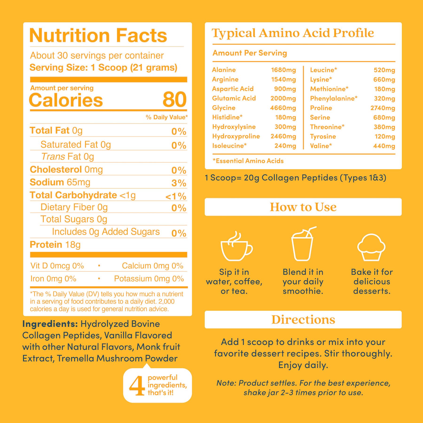 Further Food Vanilla Collagen Peptides Powder, Grass-Fed Pasture-Raised Hydrolyzed Type 1 & 3 Protein, Gut Health + Joint, Hair, Skin, Nails, Paleo Keto Sugar-Free 22.22 oz