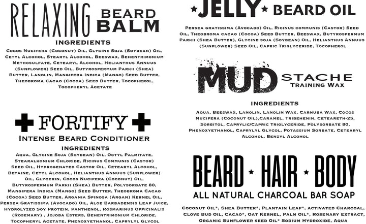 Complete Facial Hair Care Kit - Gold Scent - Jelly Beard Oil, Relax Beard Balm, Fortify Intense Beard Conditioner, Mudstache Mustache Wax and Metal Beard & Mustache Comb included by Bossman Brands