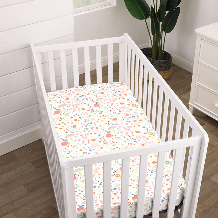 NoJo Spring Garden Pink, Green, Orange & Ivory Super Soft Mini Crib Sheet, Pink, Green, Orange, Ivory