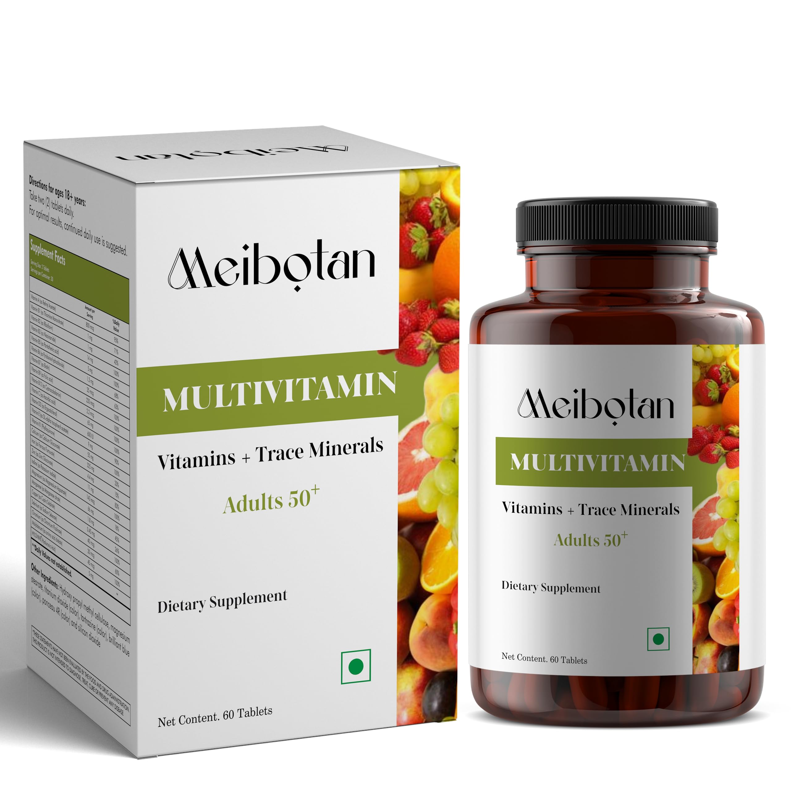 MEIBOTAN Multivitamin Tablets for Men and Women with Zinc, Vitamin C, Vitamin D3