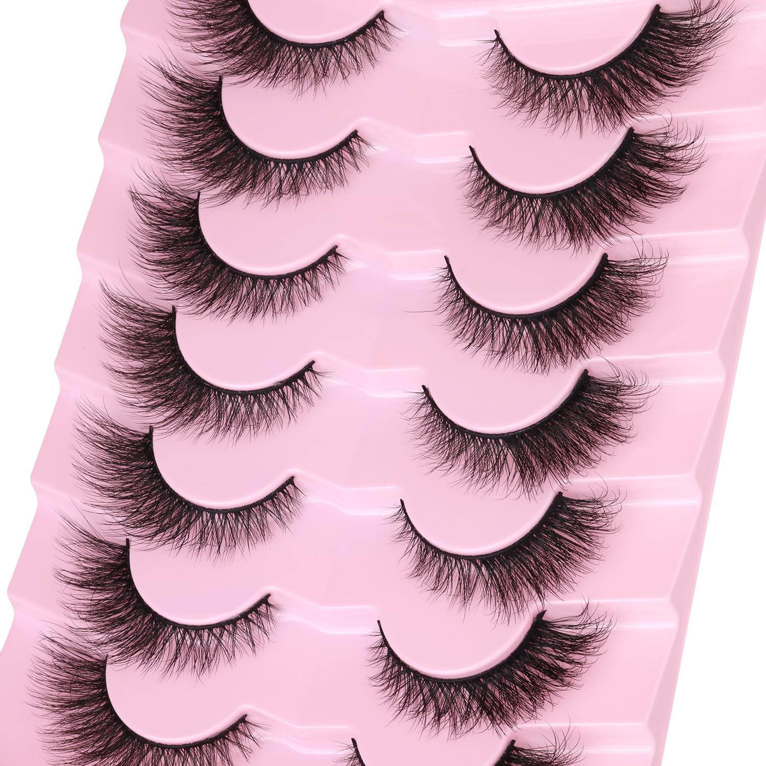 False Lashes Natural Look Faux Mink Eyelashes Wispy Fox Eye Lashes That Look Like Extensions 3D Mink Lashes Natural Strip Lashes Pack 7 Pairs