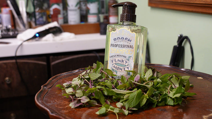 BROSH Funky Minty Shampoo Botanical Menthol Deep Cleanse with Plant-Based Ingredients, 13.5 Oz