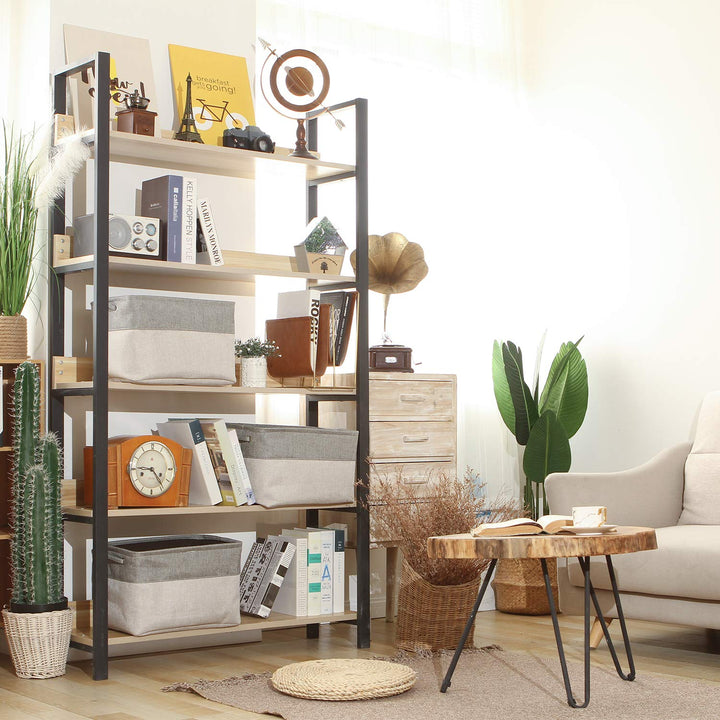 Sea Team 3-Pack Large Storage Basket Set, Trunk Organizer, Clothes Toys Bin, 15 x 10 x 10 Inches, Big Rectangular Canvas Fabric Collapsible Shelf Box with Handles for Kids Room (Ash Grey/Grey)