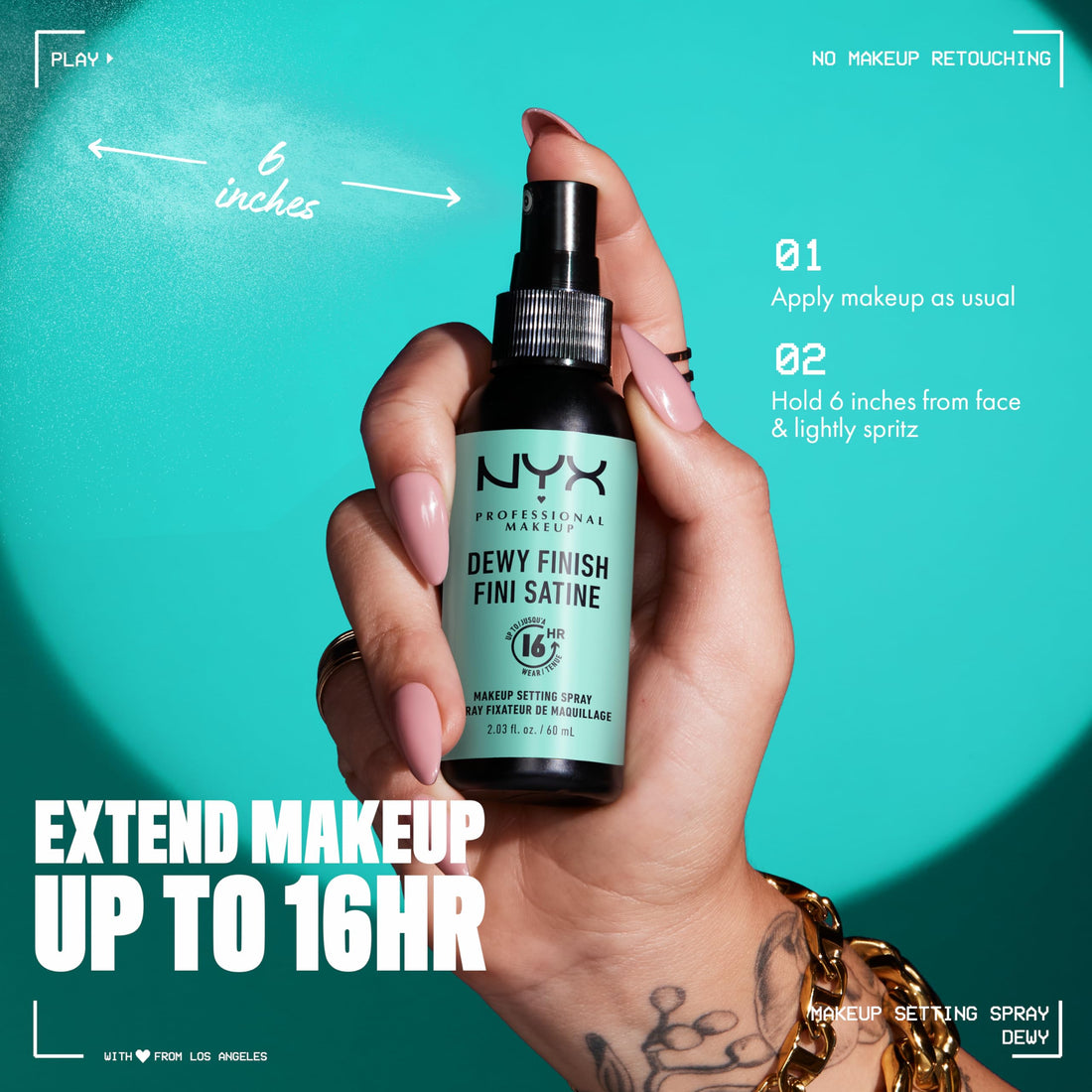 NYX PROFESSIONAL MAKEUP Makeup Setting Spray - Dewy Finish JUMBO Size, Long-Lasting Vegan Formula