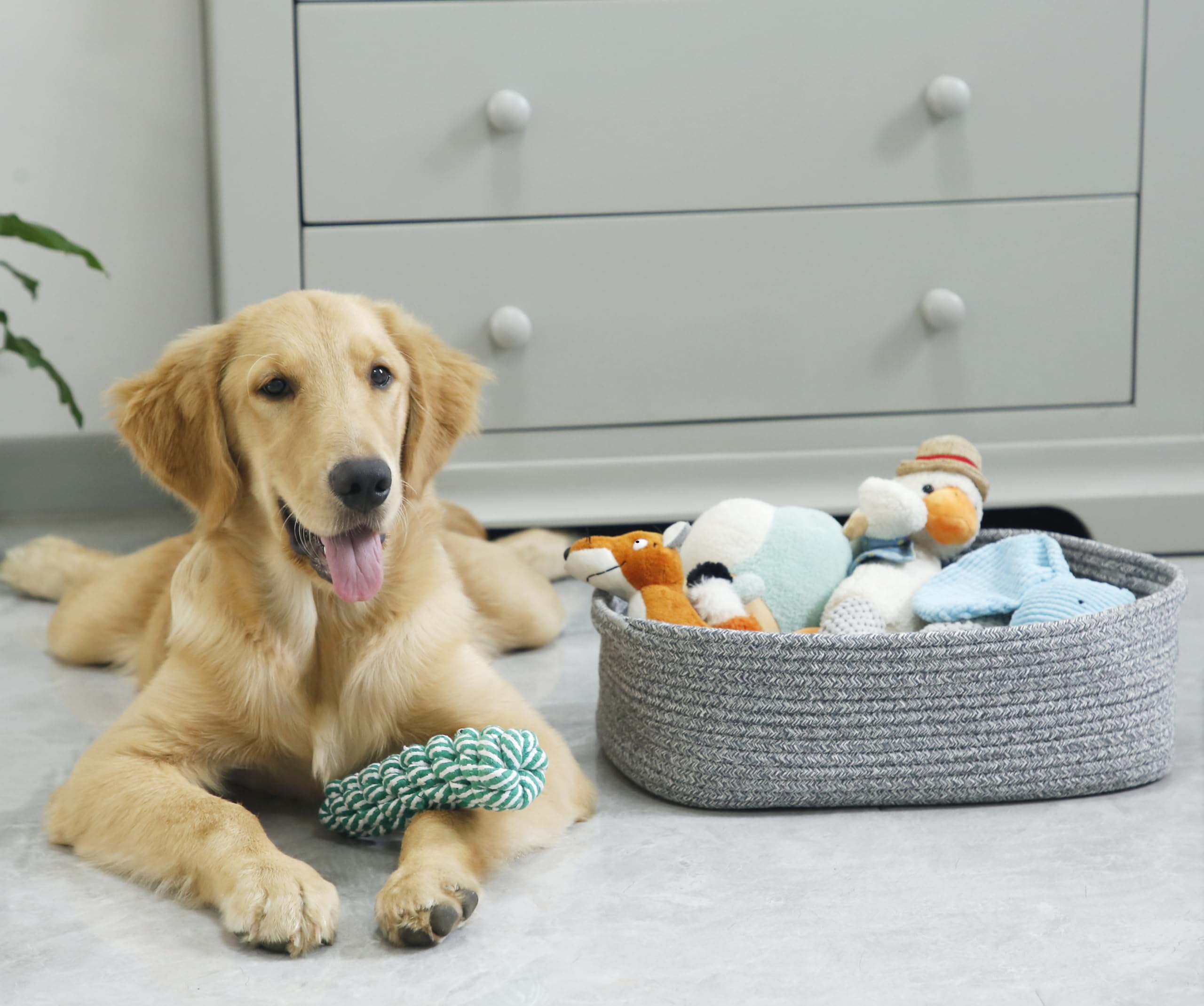 Woven Cotton Rope Storage Basket, Cube Changing Table Organizer for Closet Towels, Baby Nursery Bin, Small Dog Cat Toy Box, Gift Baskets empty (14.5x 11x 5) by CIKI HOME