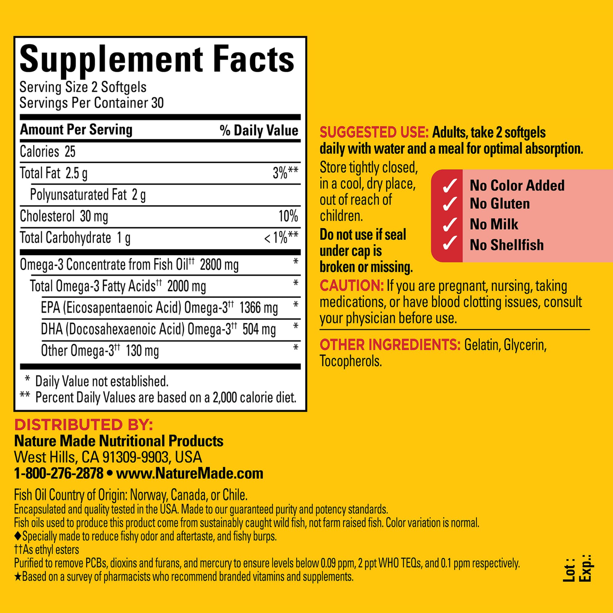 Nature Made Extra Strength Omega 3 Fish Oil 2800 mg per serving, Fish Oil Supplements as Ethyl Esters, Omega 3 Supplement for Healthy Heart, Brain, Eyes, and Mood Support, 60 Softgels, 30 Day Supply