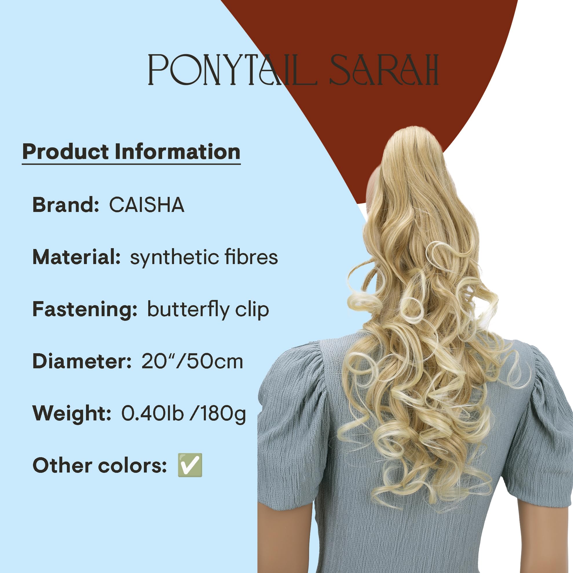 bleach blonde mix #27T613 H32 : PRETTYSHOP 24 Hair Piece Pony Tail Extension Very Long & Voluminous Curly Or Wavy Heat-Resisting H32