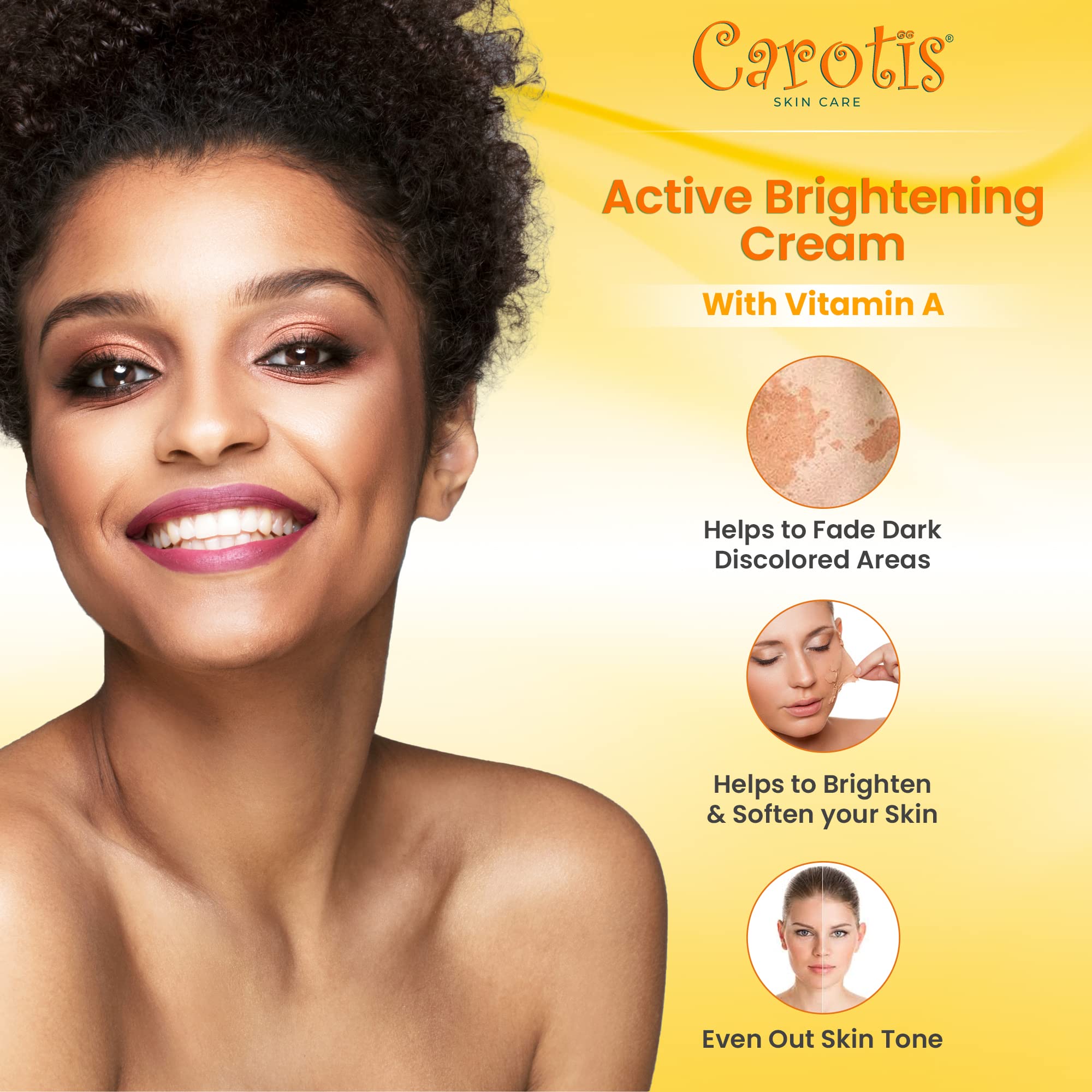 CAROTÏS Skin Brightening Cream - 1 fl oz / 30 ml - Brightening Cream For Face, Body, Hands, Elbows, Knuckles