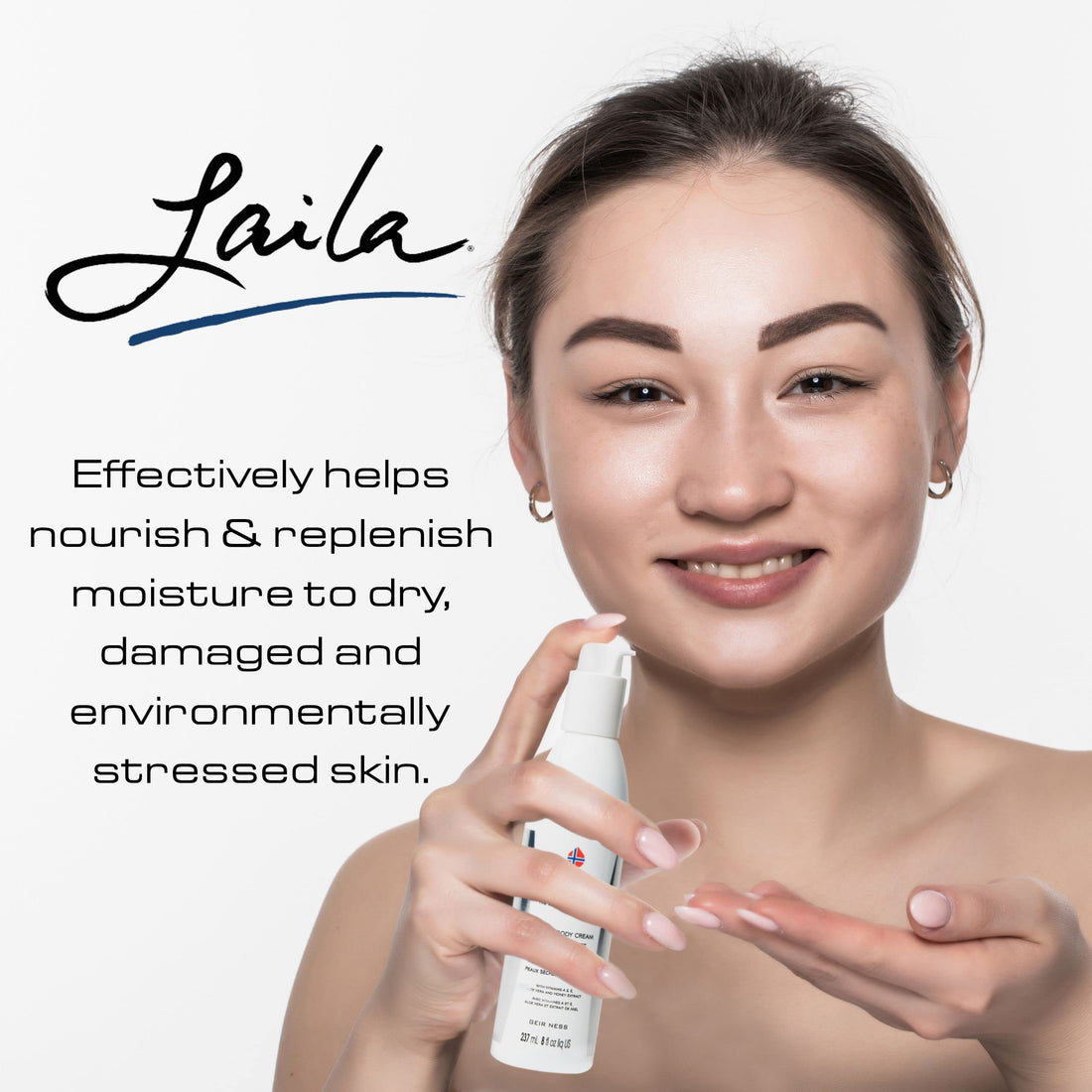 Geir Ness Laila Hand & Body Cream - Skin Moisturizing and Nourishing Formula for Soft and Smooth Hands - Vitamin A & E, Aloe Vera and Honey Extract