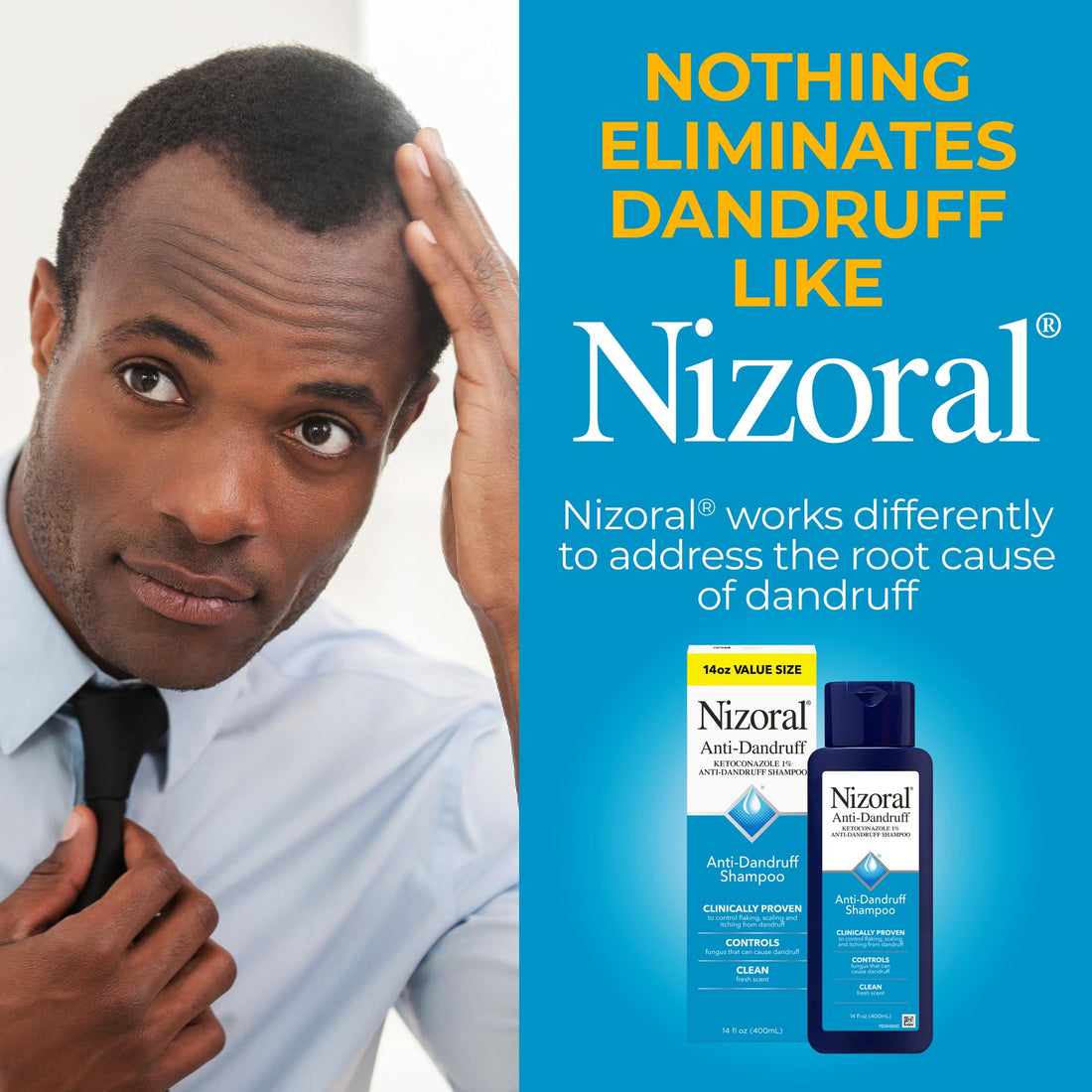 Nizoral Anti-Dandruff Shampoo with 1% Ketoconazole, Fresh Scent, 14 Fl Oz (Pack of 2)