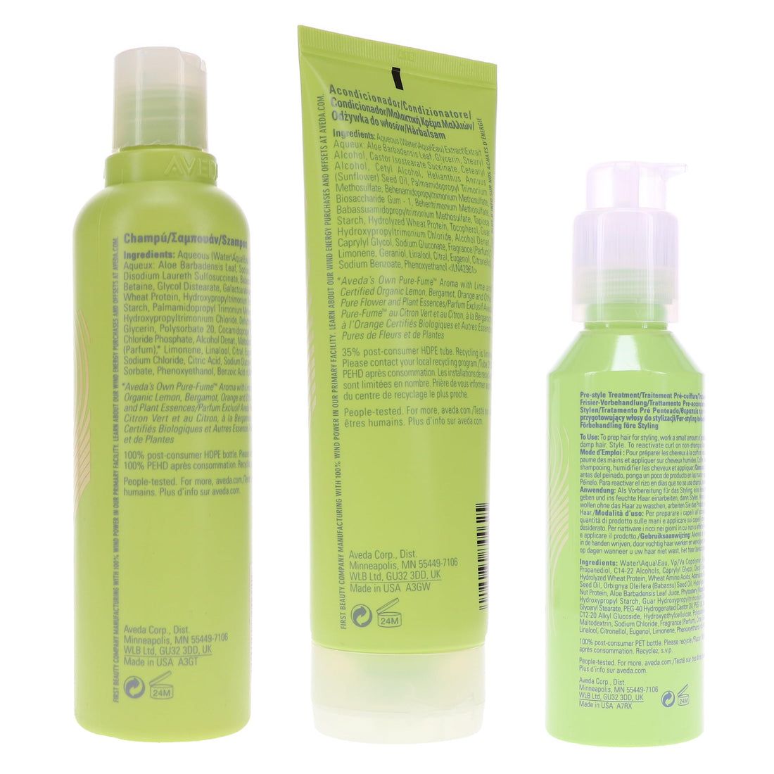 Aveda Be Curly Shampoo 8.5 Oz, Conditioner 6.7 Oz & Be Curly Style-Prep 3.4 Oz