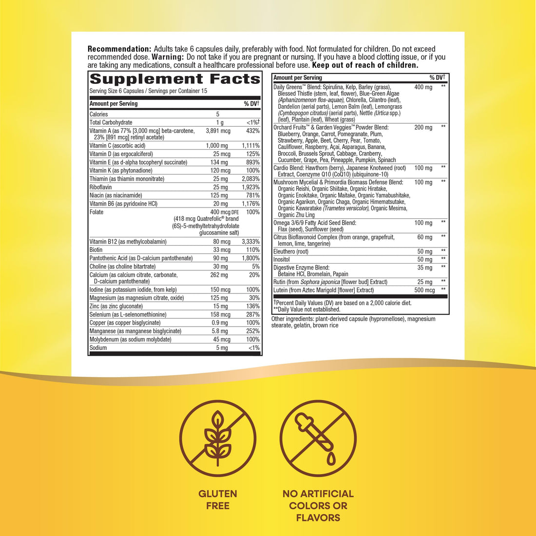Nature's Way Alive Max6 Potency Adult Complete Multivitamin, Vitamins A,C, E & B-Vitamins Including Methyl B12 & Folate, Supports Energy Metabolism*, No Added Iron, 90 Capsules (Packaging May Vary)