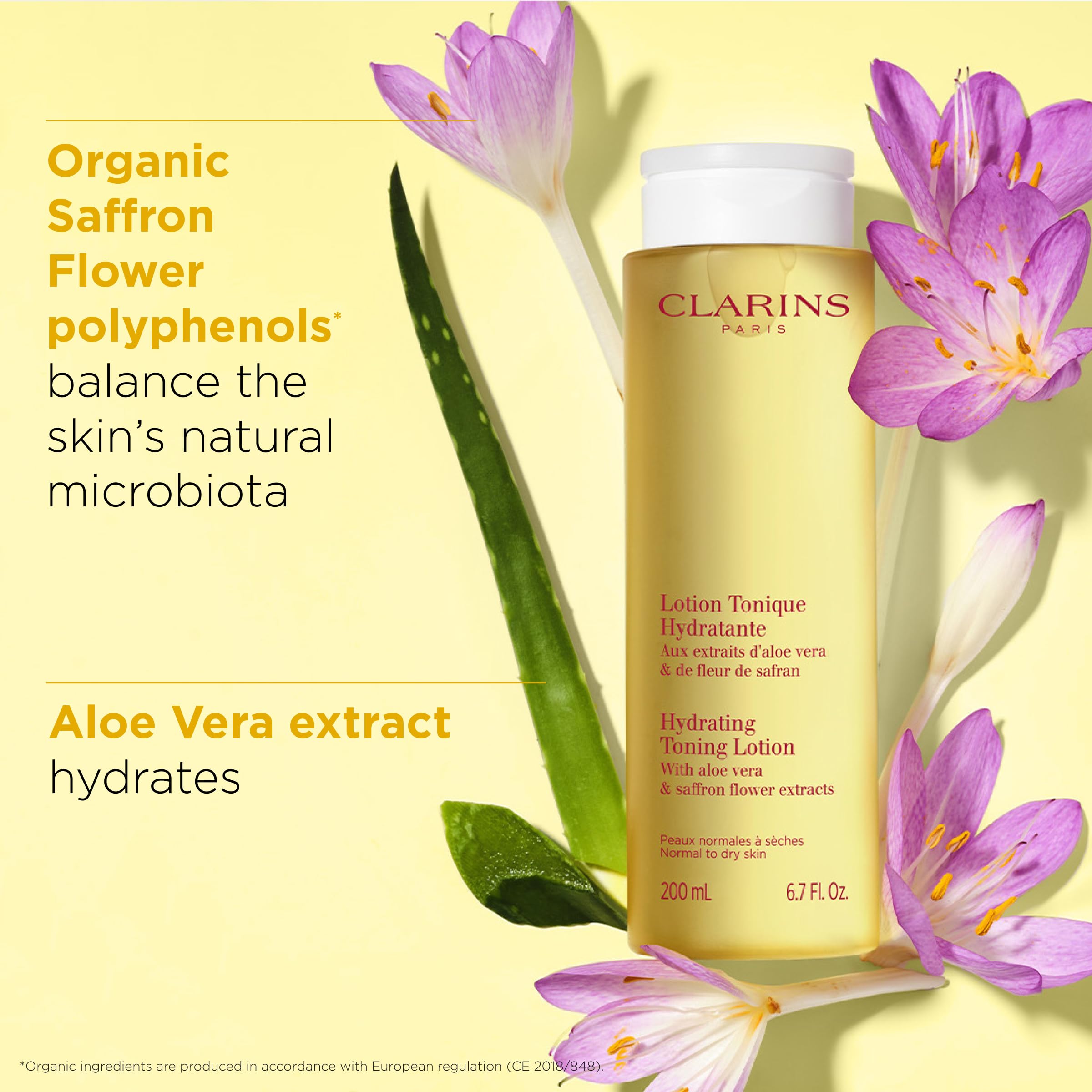 Clarins Hydrating Toning Lotion with Aloe Vera and Saffron Flower Extract, 1 x 200ml