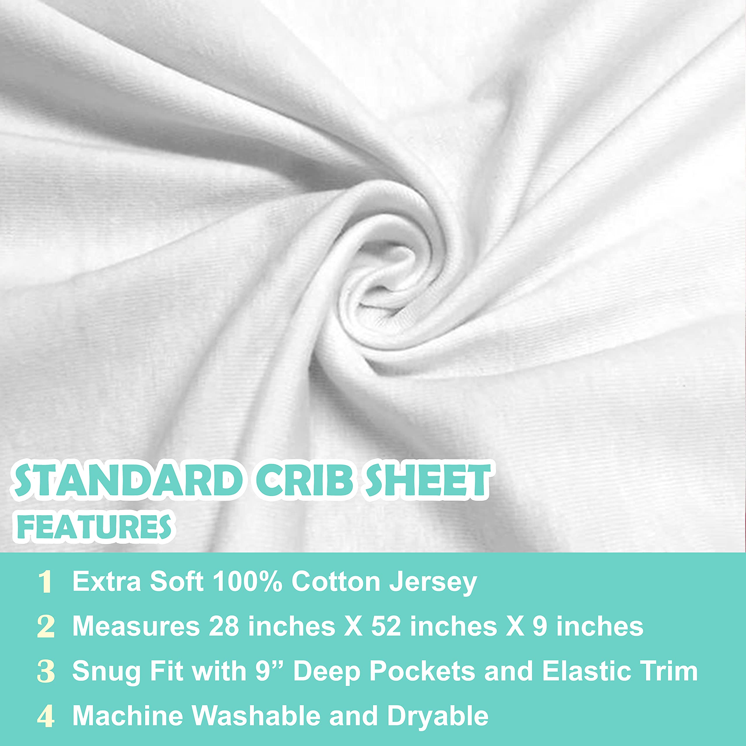 TL Care Fitted Crib Sheet 28 x 52, Soft Breathable Neutral 100% Cotton Jersey Sheet, White, for Boys and Girls, Fits Crib and Toddler Bed mattresses