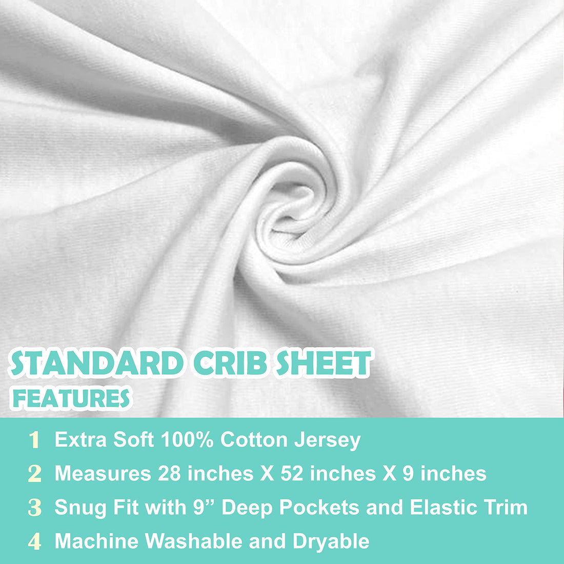 TL Care Fitted Crib Sheet 28 x 52, Soft Breathable Neutral 100% Cotton Jersey Sheet, White, for Boys and Girls, Fits Crib and Toddler Bed mattresses