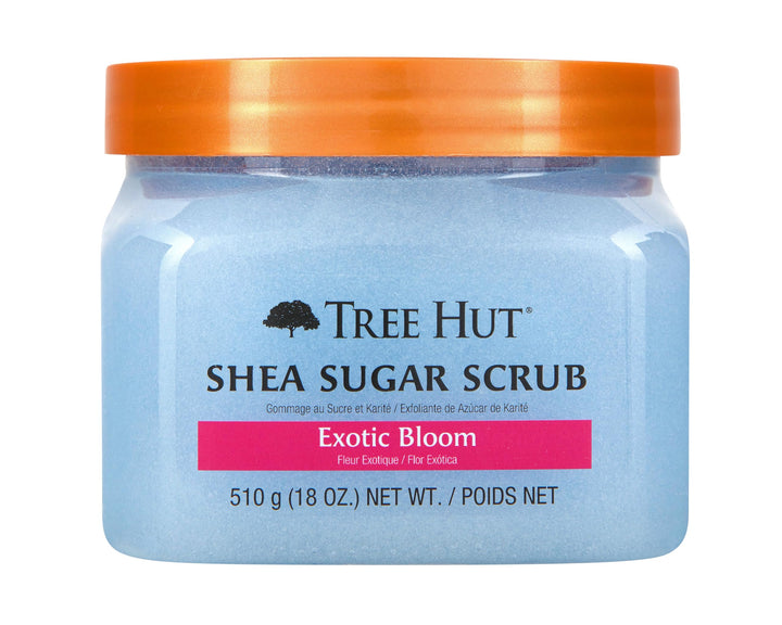 Tree Hut Exotic Bloom Shea Sugar Scrub | Exfoliating Body Scrub Removes Dead, Dry Skin for a Soft & Hydrated Feel | Nourishing Essential Body Care | 18 fl oz.