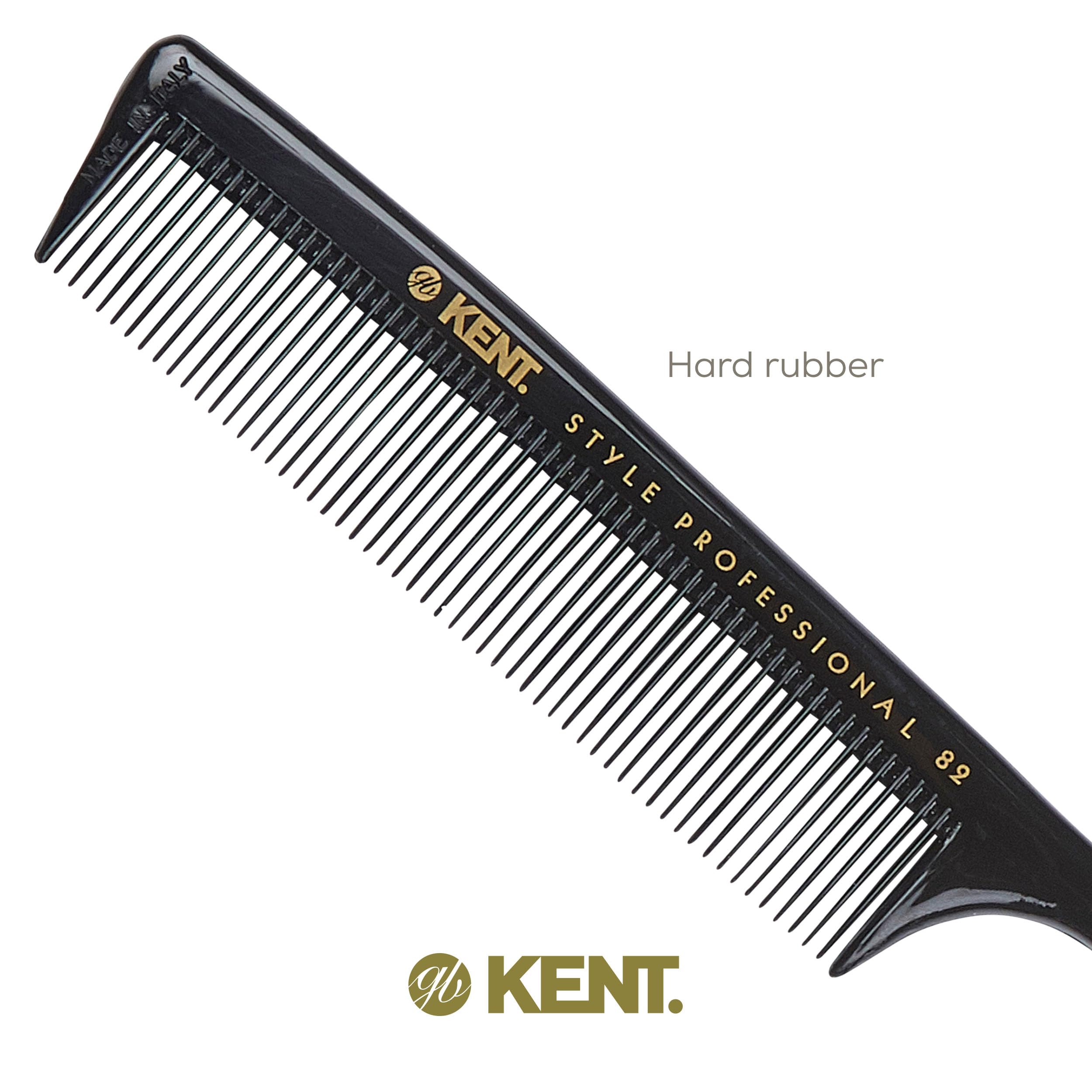 Kent SPC82 Salon-Style Dressing Cutting Comb with Fine Teeth - Tail Comb Professional Barber Haircut Comb for Styling and Teasing for All Hair Types - Kent Quality Barber Supplies