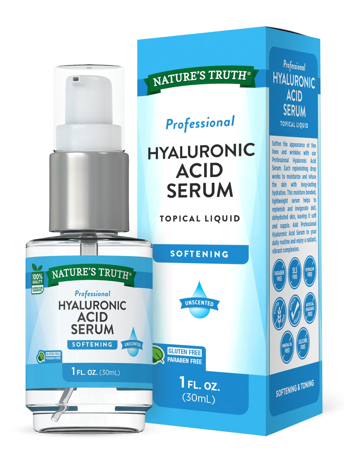 Natures Truth Natures Truth Professional Hyaluronic Acid Serum Softening Unsented, 1 Oz, 1 Ounce