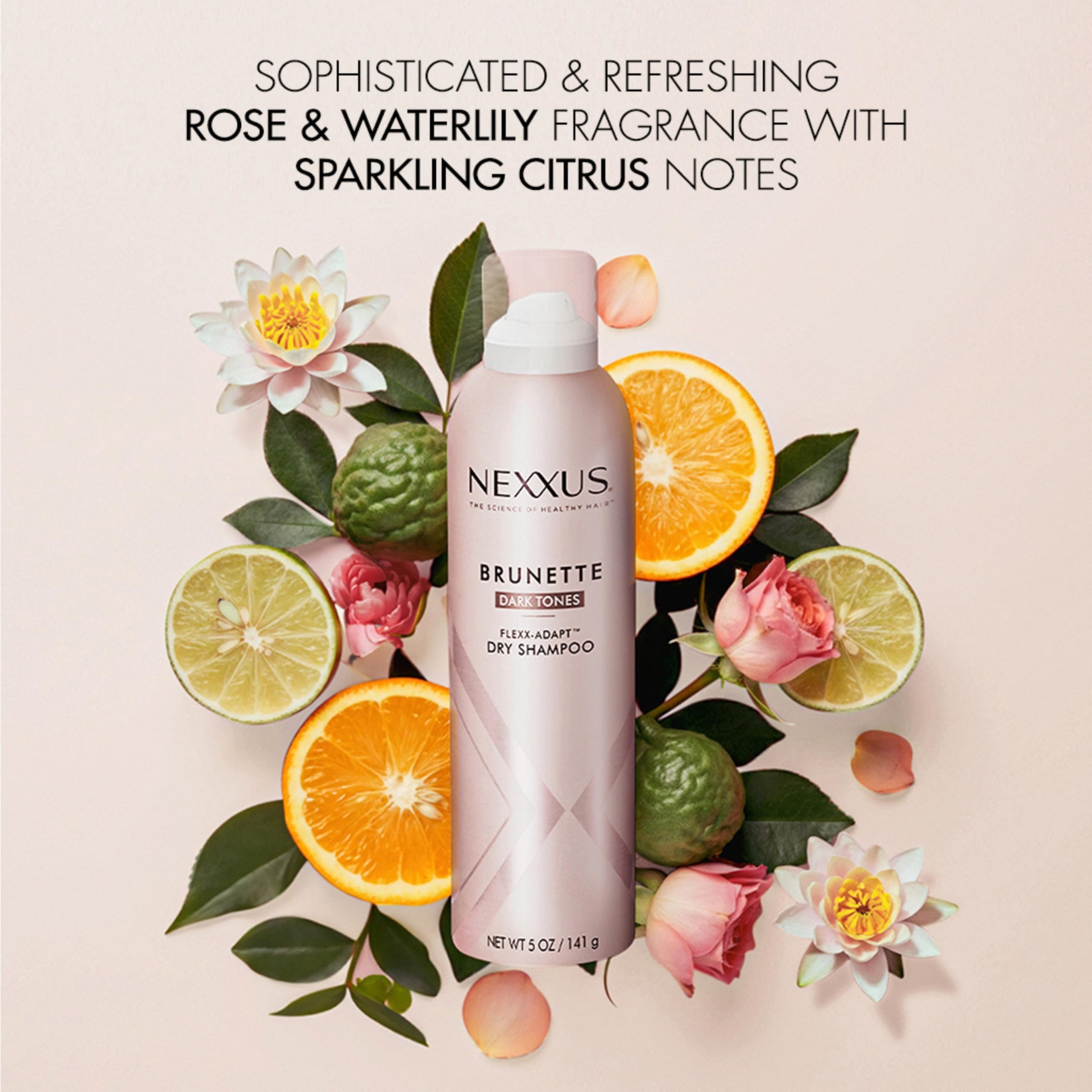 Nexxus Brunette Dry Shampoo For Dark Tones, 72 Hour Freshness, No Dull Residue with FLEXX-ADAPT Technology 5 Fl Oz