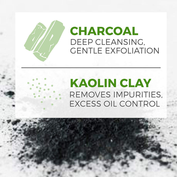 DETOX + CLEANSE Activated Charcoal + Clay Natural Soap for Face, Body and Underarm Detox with Spearmint + Grapefruit Essential Oils