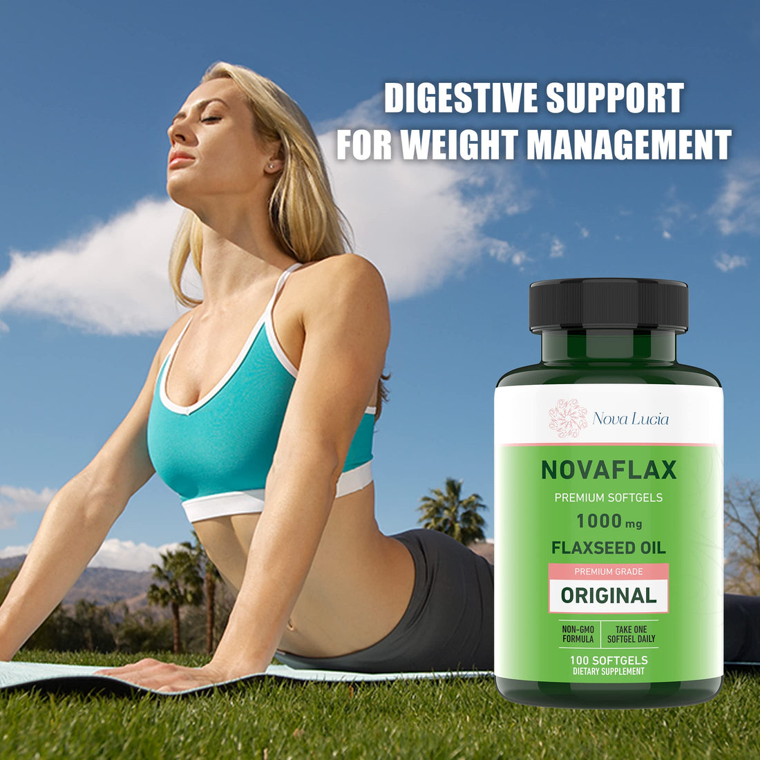 Natural Organic Flaxseed Oil 1,000 mg, Essential Omega 3 6 9 Natural ALA Healthy Hair Skin and Nails Gluten Free, Non-GMO, Hexane Free 100 Liquid Softgels