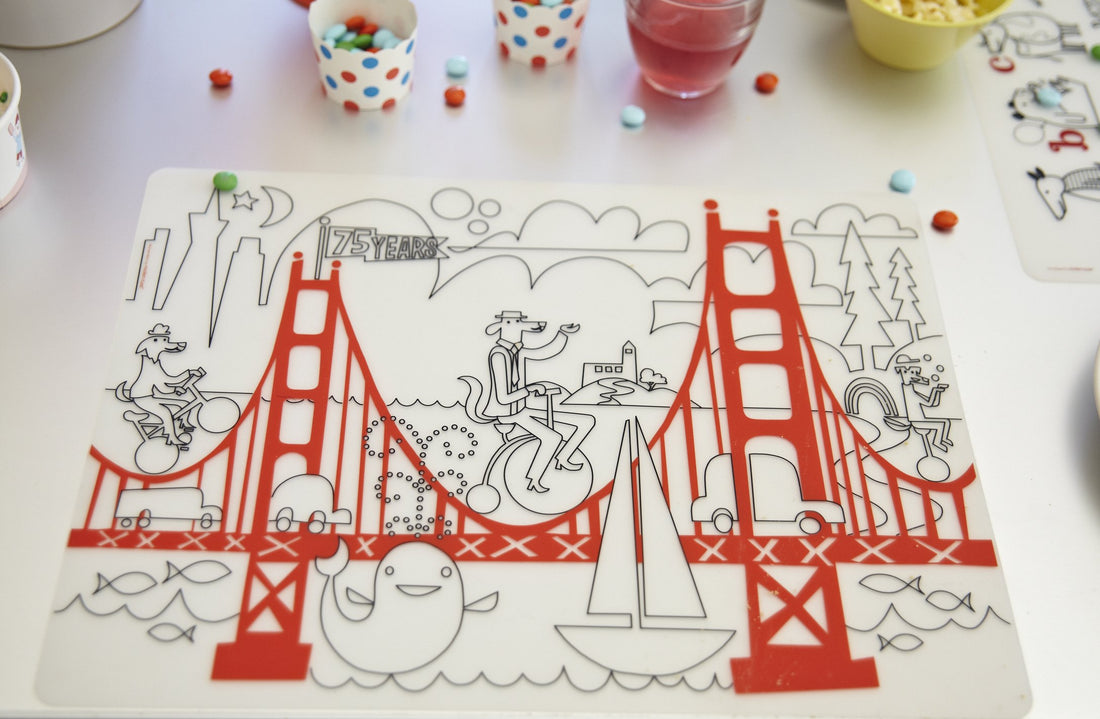 modern-twist 10 x 14 Reusable, Waterproof Coloring Mark-Mat Sheet for Kids, 100% Food-Grade Silicone, Pack of 1, San Francisco