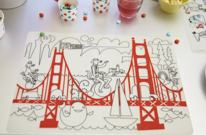 modern-twist 10 x 14 Reusable, Waterproof Coloring Mark-Mat Sheet for Kids, 100% Food-Grade Silicone, Pack of 1, San Francisco