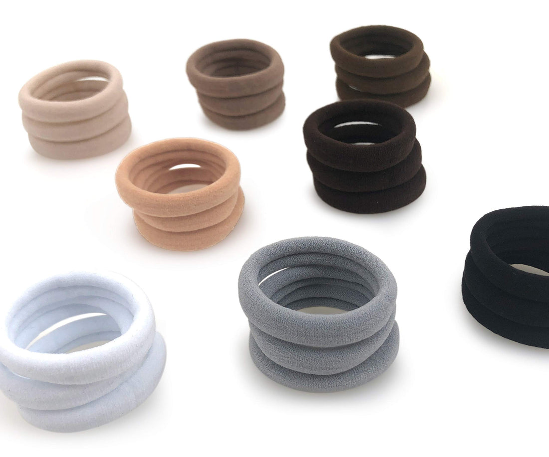 Medium Brown (Chocolate) : Cyndibands Strong Hold, Soft And Seamless 1.5 Fabric Ponytail Holders - 12 Hair Ties (Medium Brown)