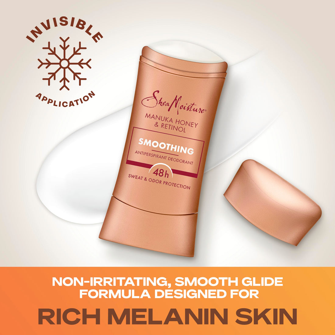 SheaMoisture Antiperspirant Deodorant Stick Smoothing Manuka Honey & Retinol (Pack of 2) for 48HR Sweat & Odor Protection with No Parabens & No Mineral Oil 2.6 oz