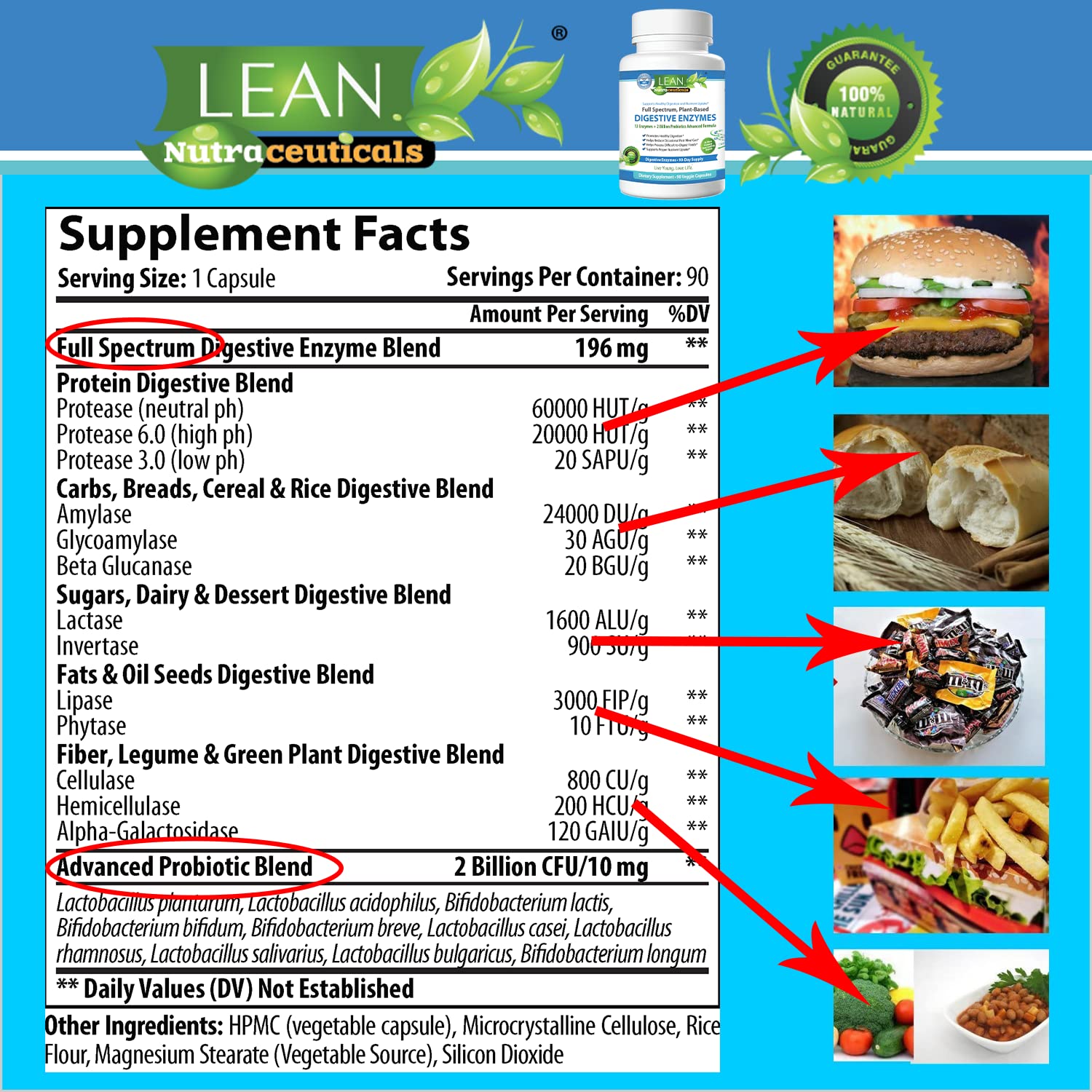 Digestive Enzymes for Gut Health – Bloating & Gas Relief Supplement – IBS Support, Probiotic-Infused Enzyme for Women & Men – Breaks Down Dairy, Carbs & Fats – Keto & Paleo Friendly – 90 Capsules