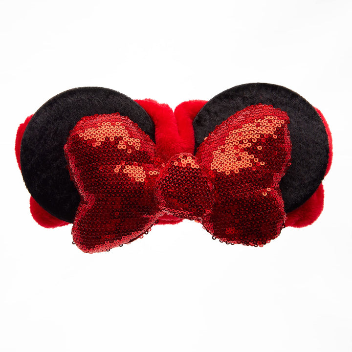 The Crème Shop x Disney 3D Teddy Headyband, Spa Headband for Washing Face, Skincare Headbands, Soft & Fluffy Headbands for Women, Cruelty-Free & Vegan (Ruby Glitz)