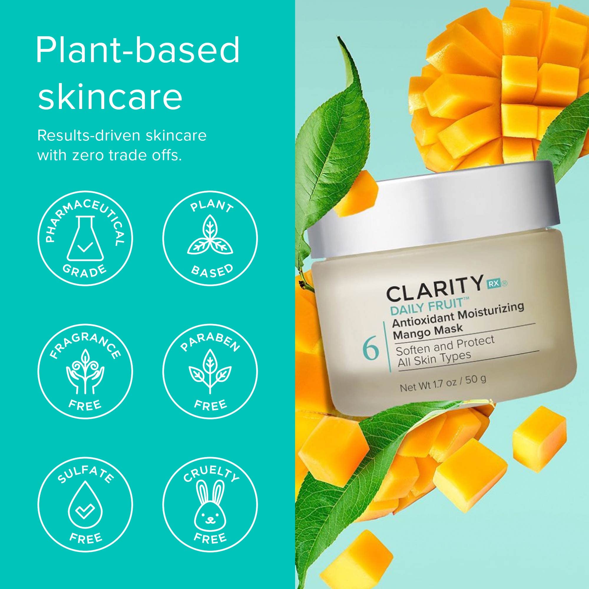 Clarity Rx Daily Fruit Antioxidant Moisturizing Mango Face Mask for Dry Skin (1.7 oz)