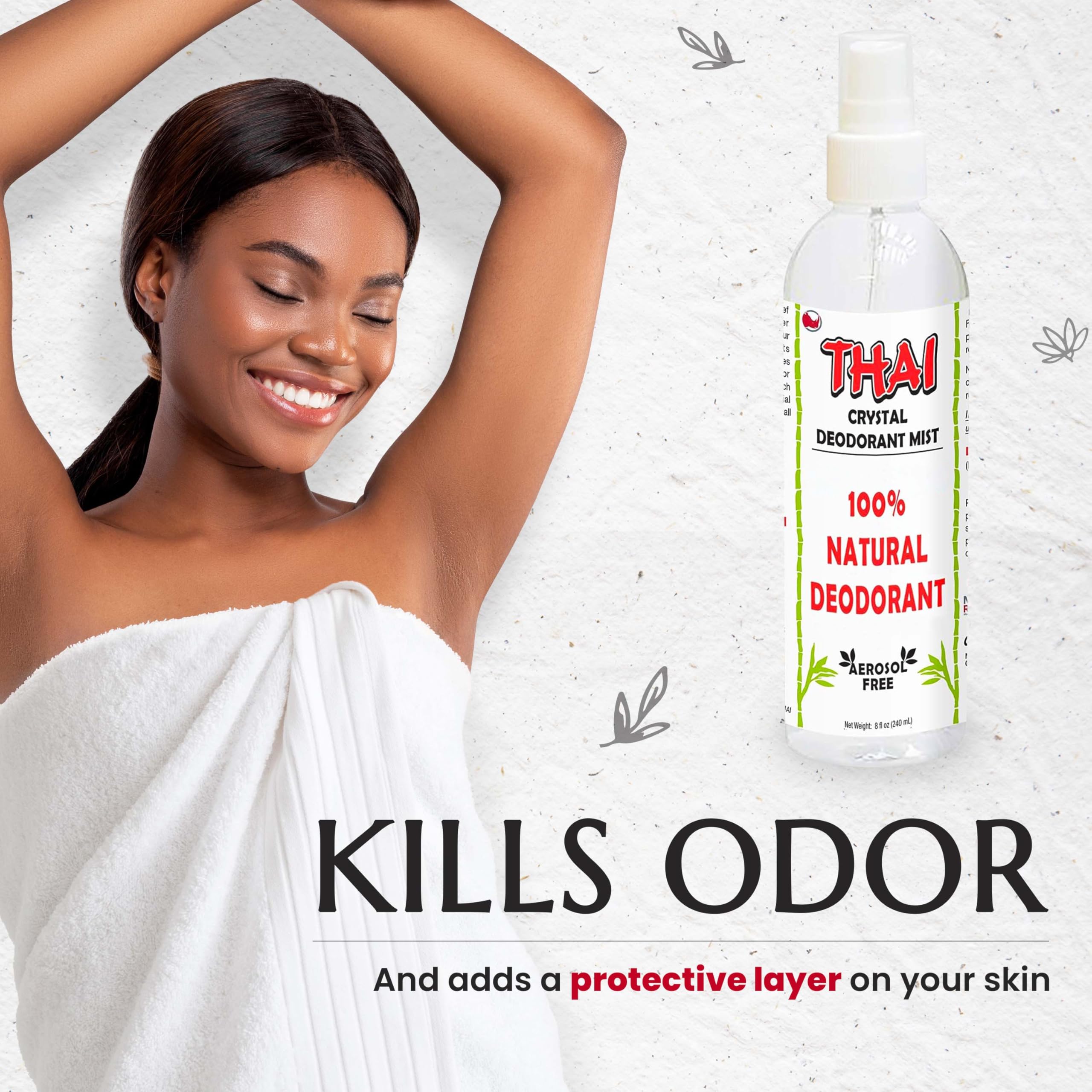 2-PACK Thai Deodorant Crystal Mist Spray (8 Oz) Whole Body Natural Crystal Salt Deodorant Spray for Women Men & Teens