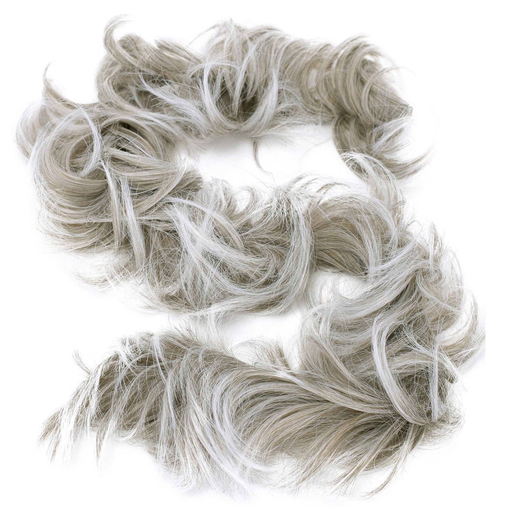 Prettyshop Hairpiece Gray Mix # 18Tt60B Hw31: Prettyshop Xxxl Hairpiece Hair Wrap Scrunchie Scrunchy Updos, Voluminous, Curly Messy Bun, Gray Mix # 18Tt60B Hw31