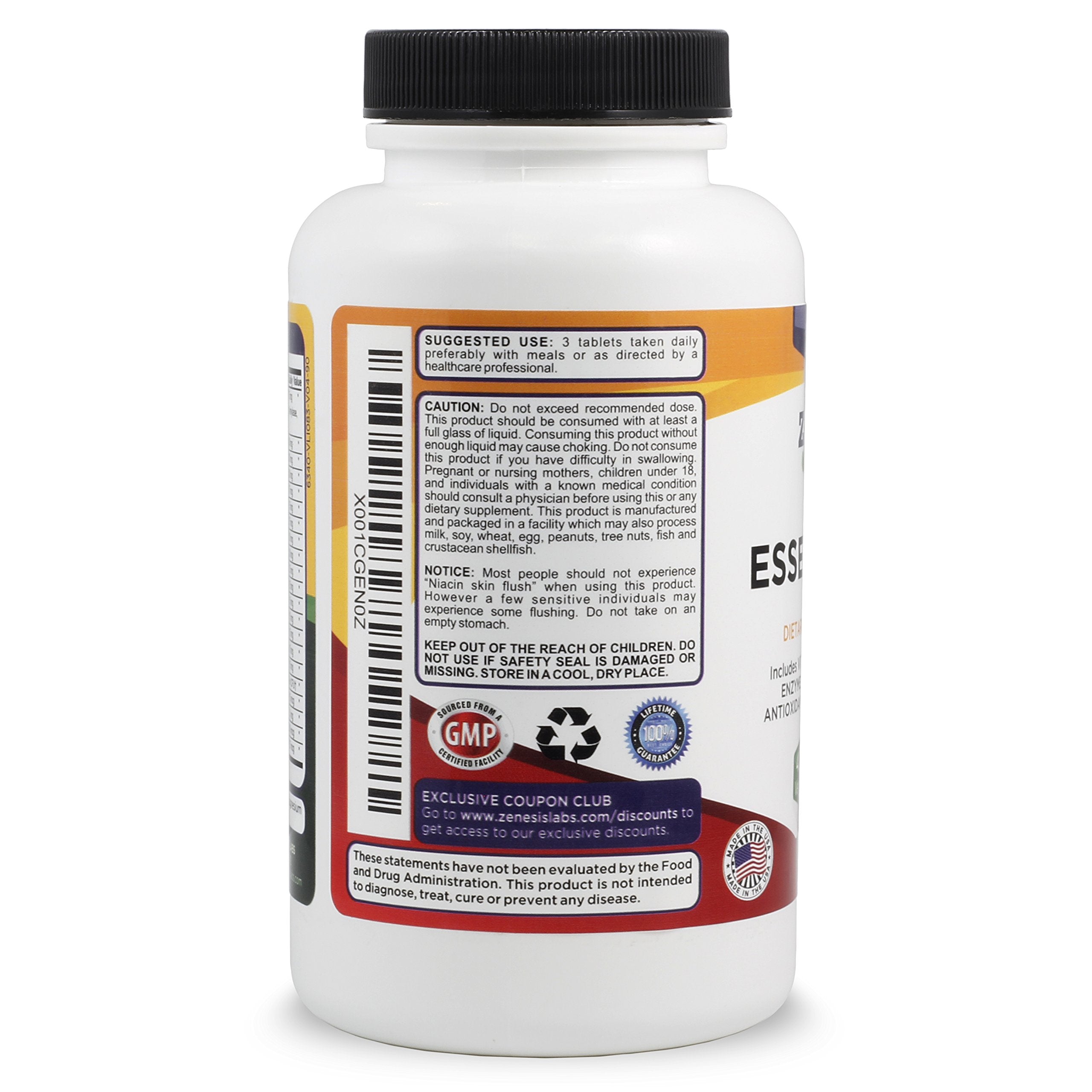 Zenesis Labs Essentials - a Natural & Nutrient Rich Multi-Vitamin - with Minerals, Enzymes, Amino Acids, Antioxidants and Probiotics - 90ct